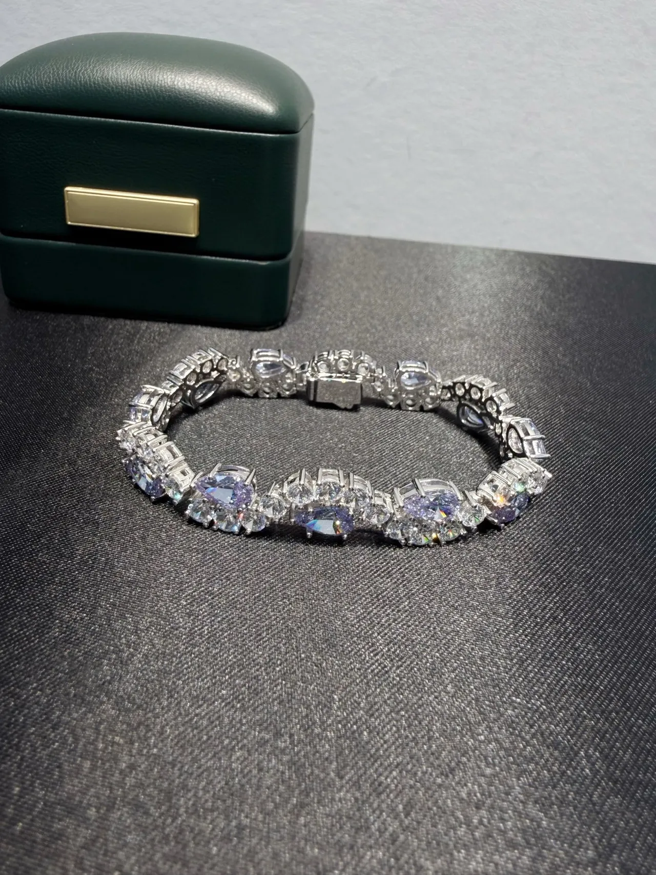 Silver Purple Multi-Strand Teardrop-Cut Stones Necklace