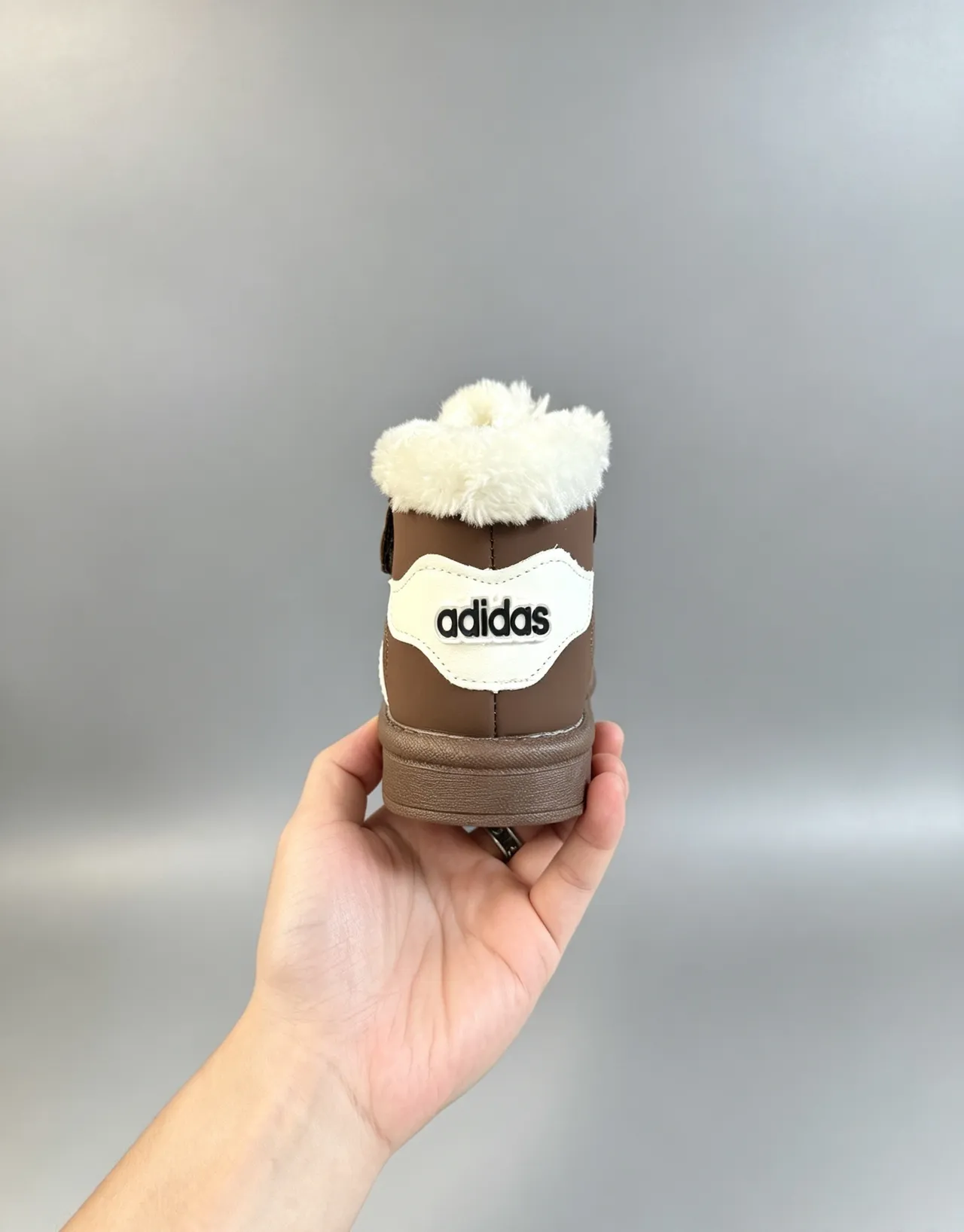 Adidas Brown White Fur-Lined Collar Three-Stripe Side Panel Snow Boots