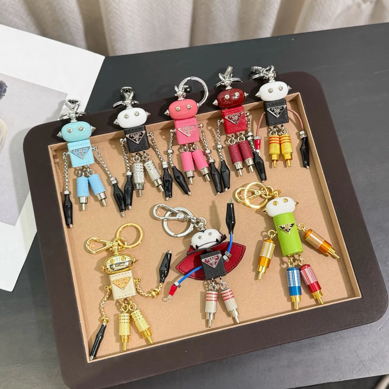 Prada Robot Multicolor Leather-and-Metal Construction Phone Case