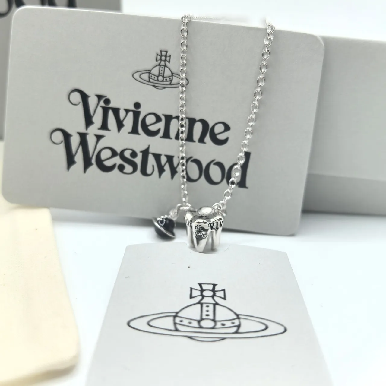 Vivienne Westwood Orb Shoe Charm Gold Silver Chain-Link High-Heeled Necklace