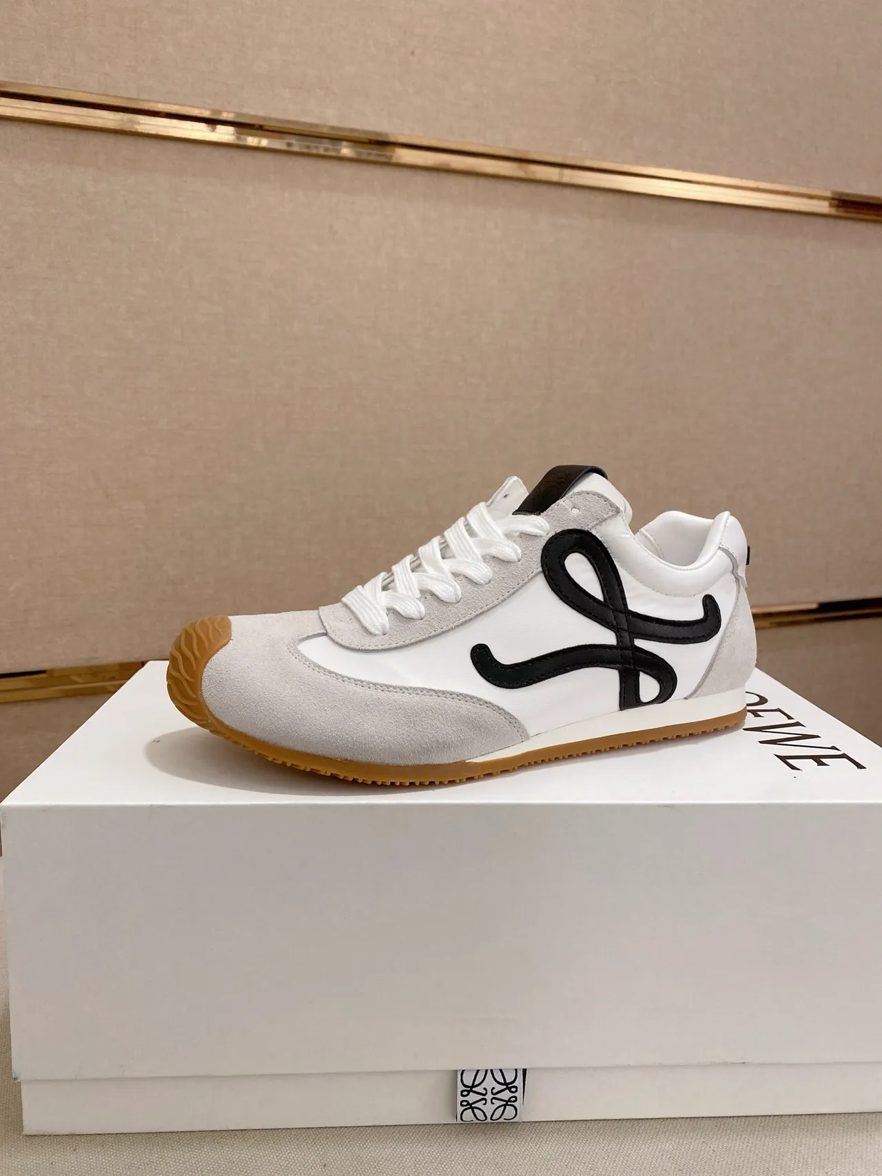Loewe Flow Runner White Gray Black Anagram Lifestyle Sneakers