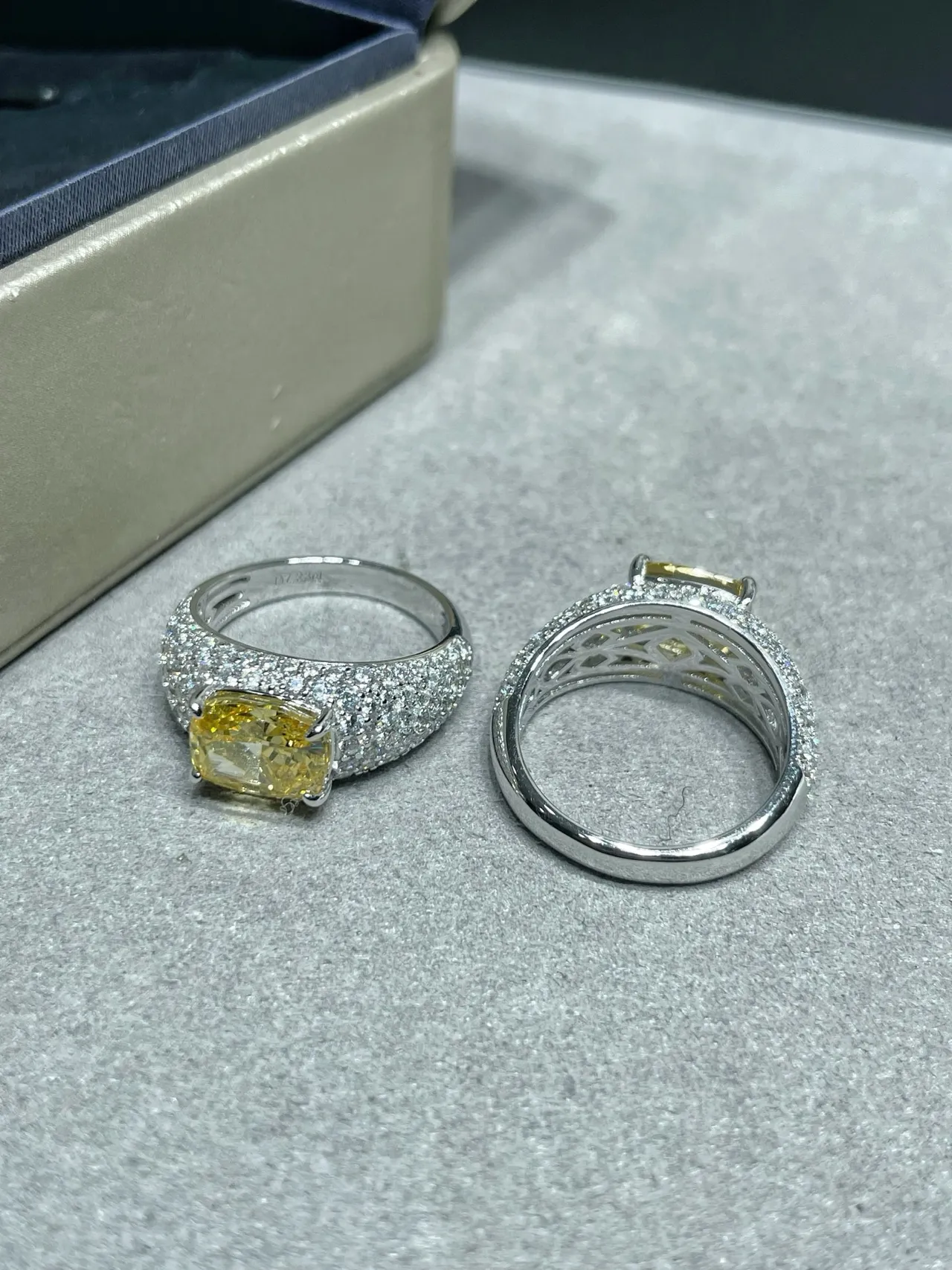 Yellow Cushion-Cut Pavé Stud Earrings