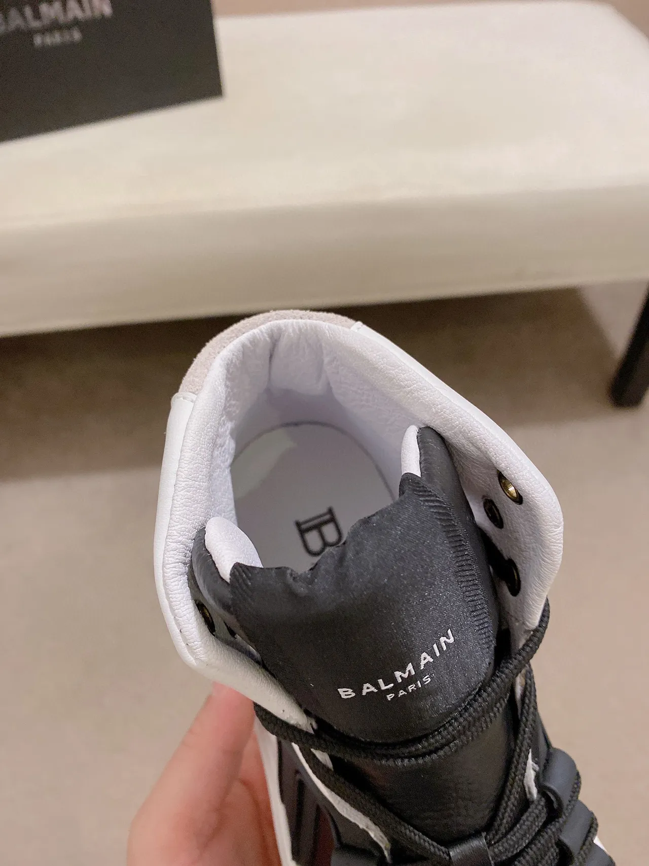 Balmain Black White High-Top Two-Tone Lifestyle Sneakers