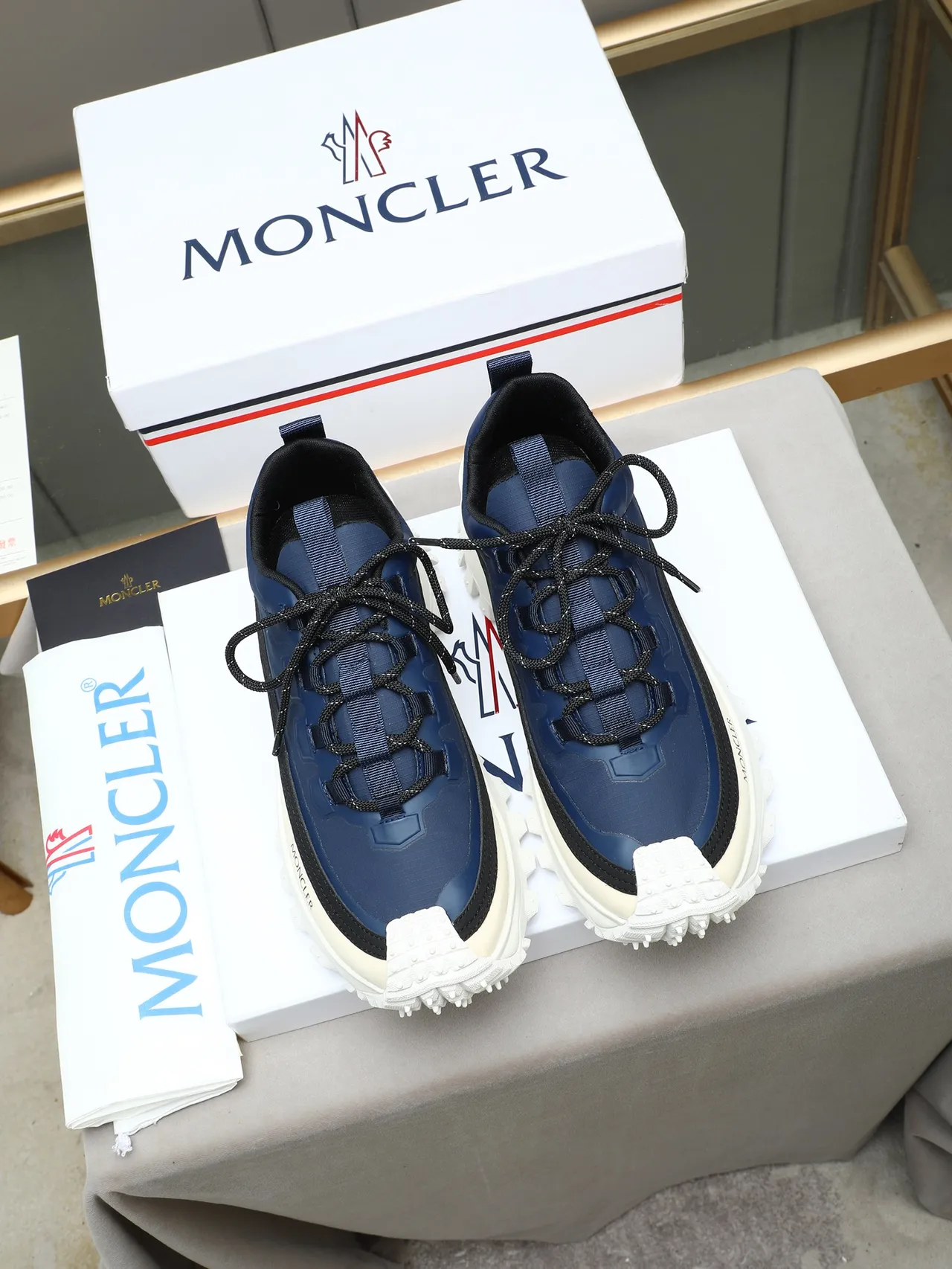 Moncler Navy and Cream Chunky Sole Lifestyle Sneaker