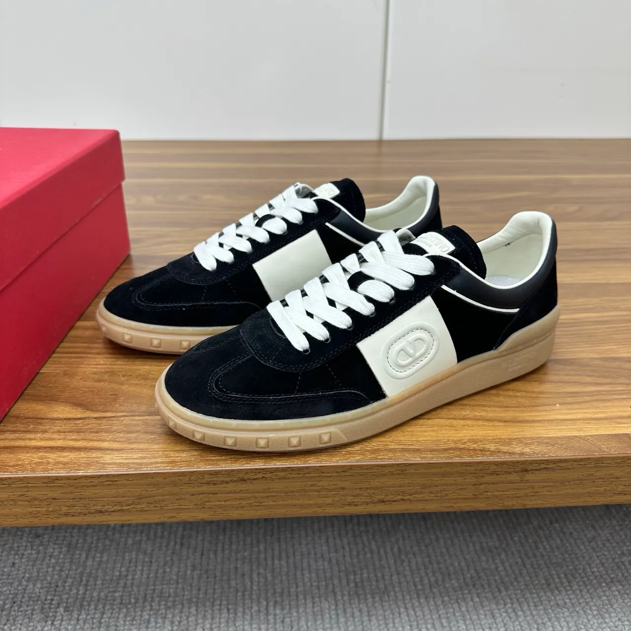 Valentino VLOGO Black and White Suede Lifestyle Sneakers
