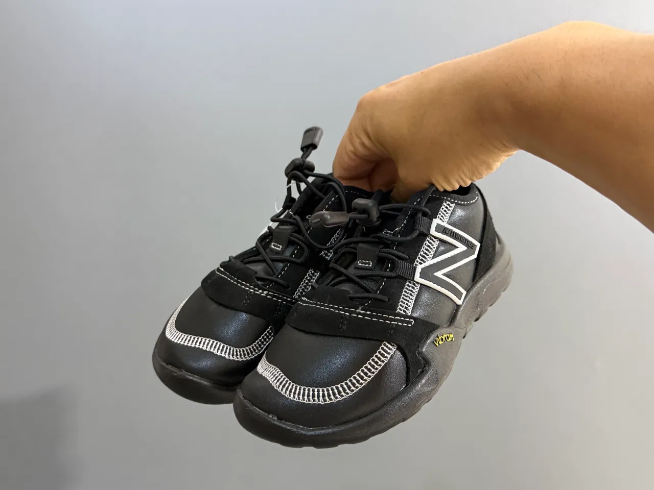 New Balance Silver Black Wide-Fit Vibram Sole Sneakers
