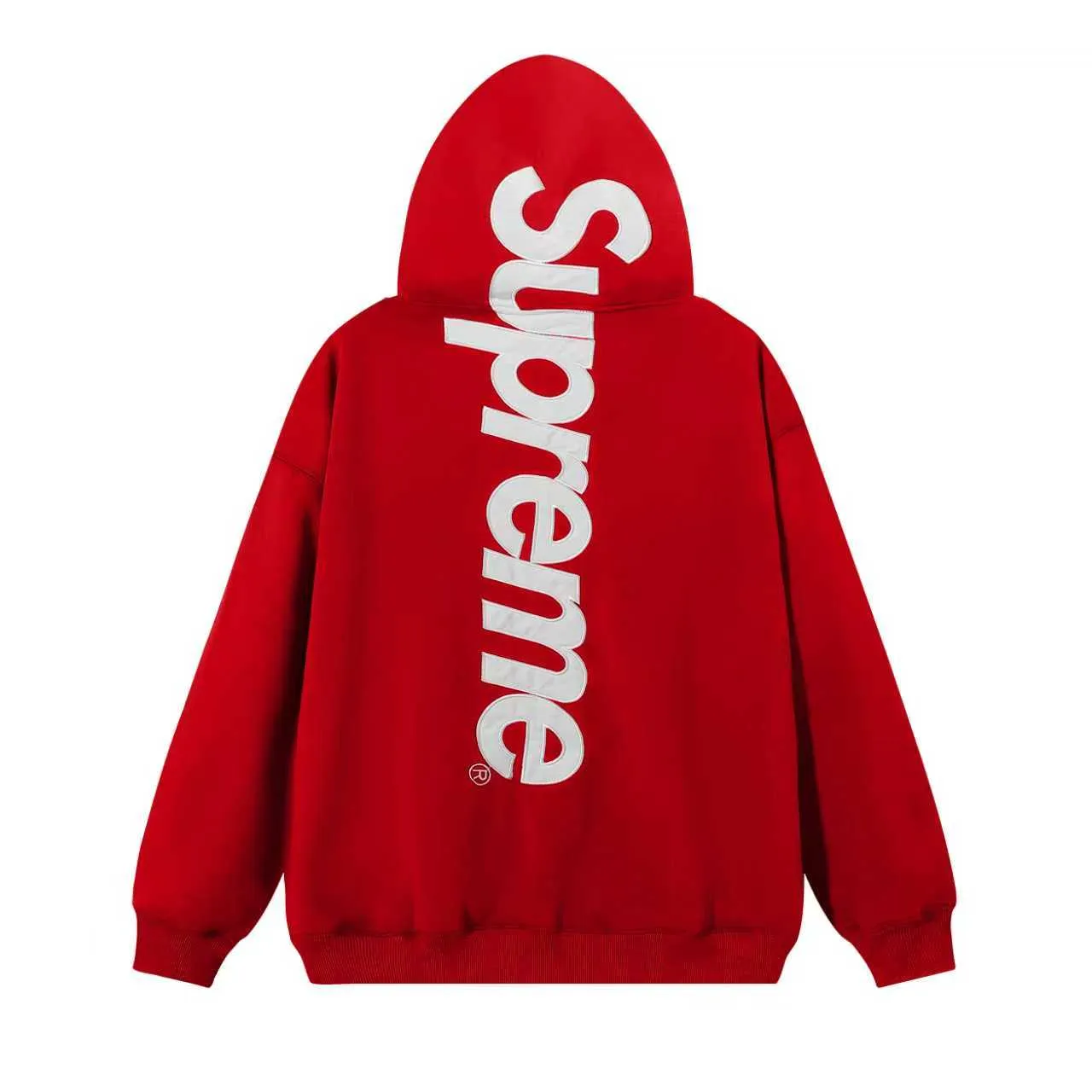 Supreme Box Logo Red Oversized Fit Fleece Construction Hoodie