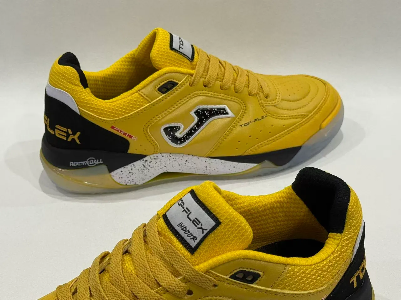 Joma Top-Flex Yellow Black Leather-and-Mesh Upper Sneakers