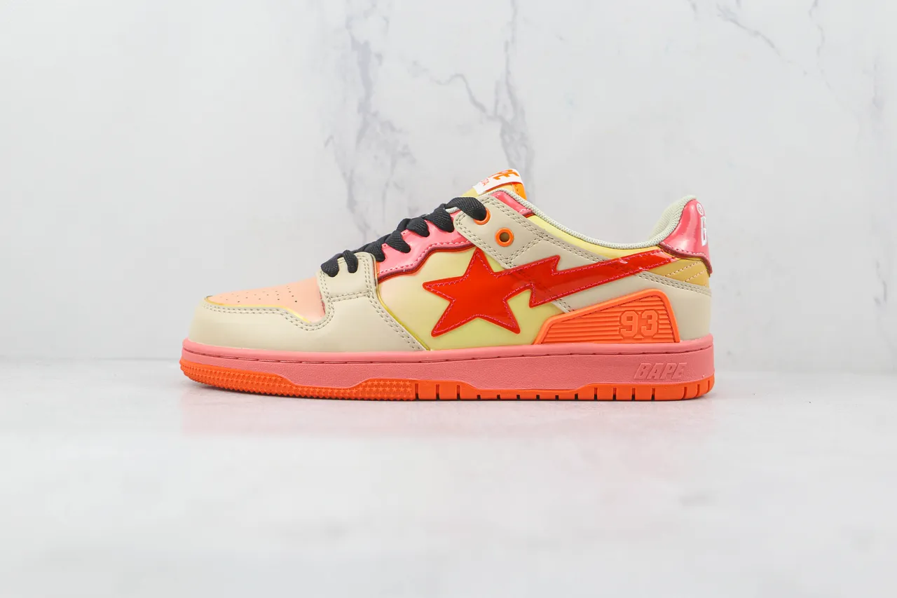 A Bathing Ape BAPE STA Star Lightning Beige Pink Orange Lifestyle Sneakers