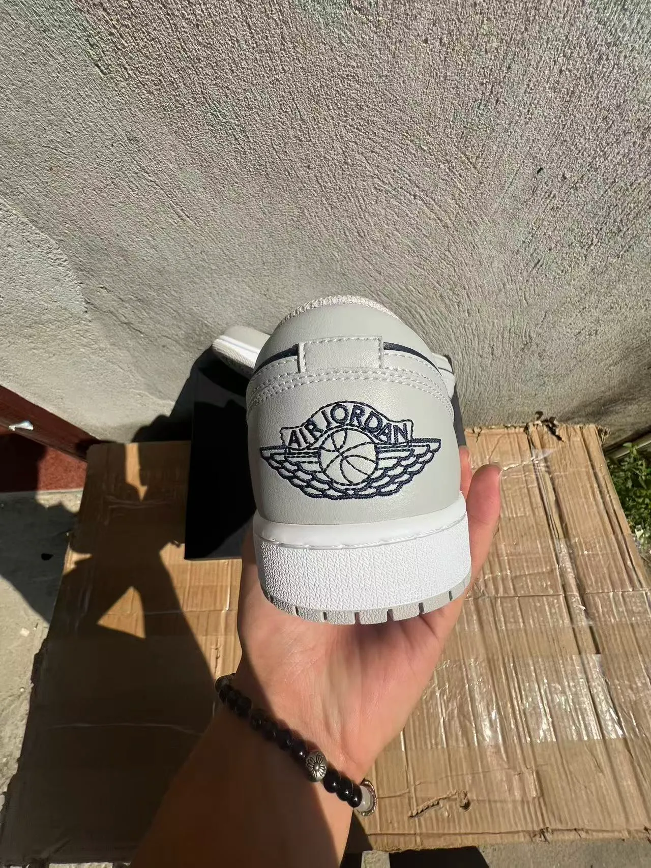 Nike Air Jordan 1 Low Gray Navy White Lifestyle Sneakers