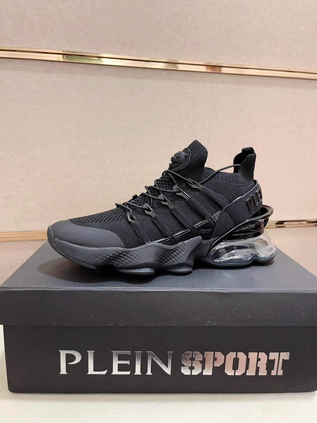 Philipp Plein Sport Black Knit Sock-Fit Chunky Sneaker