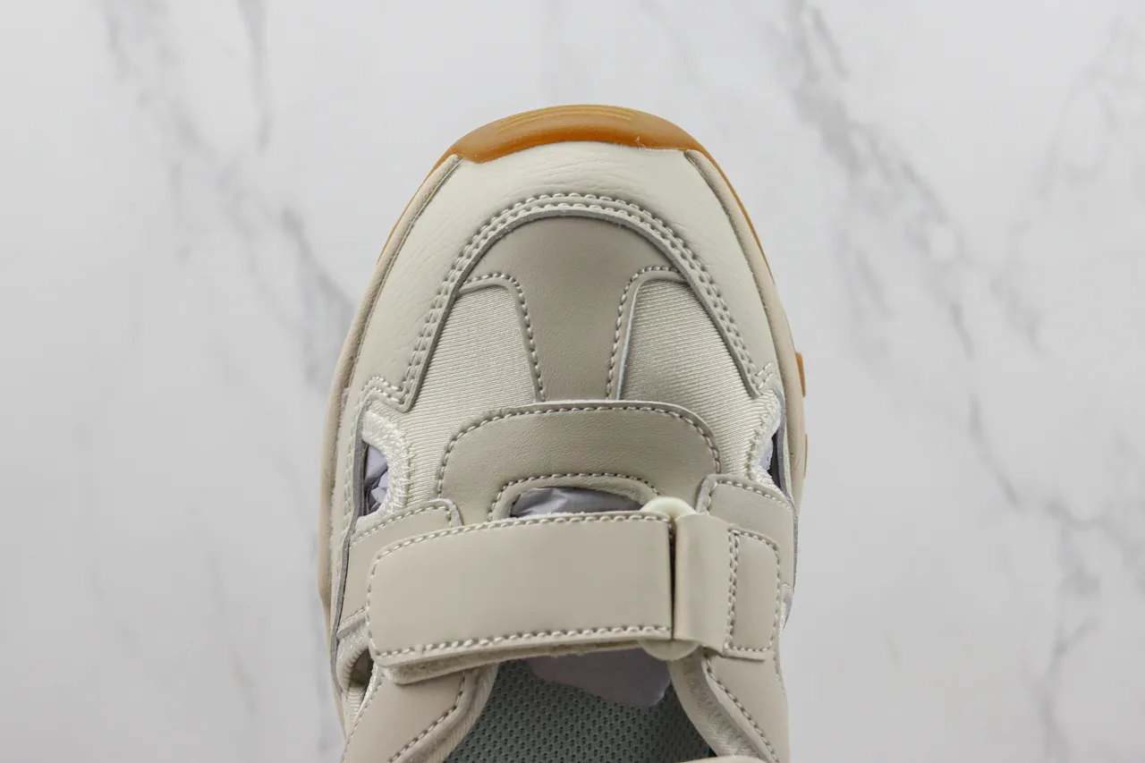 New Era Beige Black Chunky Sole Velcro Strap Closure Casual Sandals