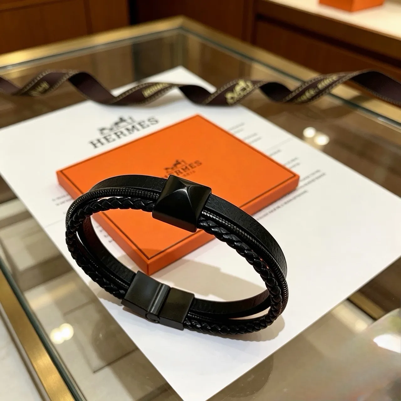 Black Multi-Strand Braided Leather Bracelet