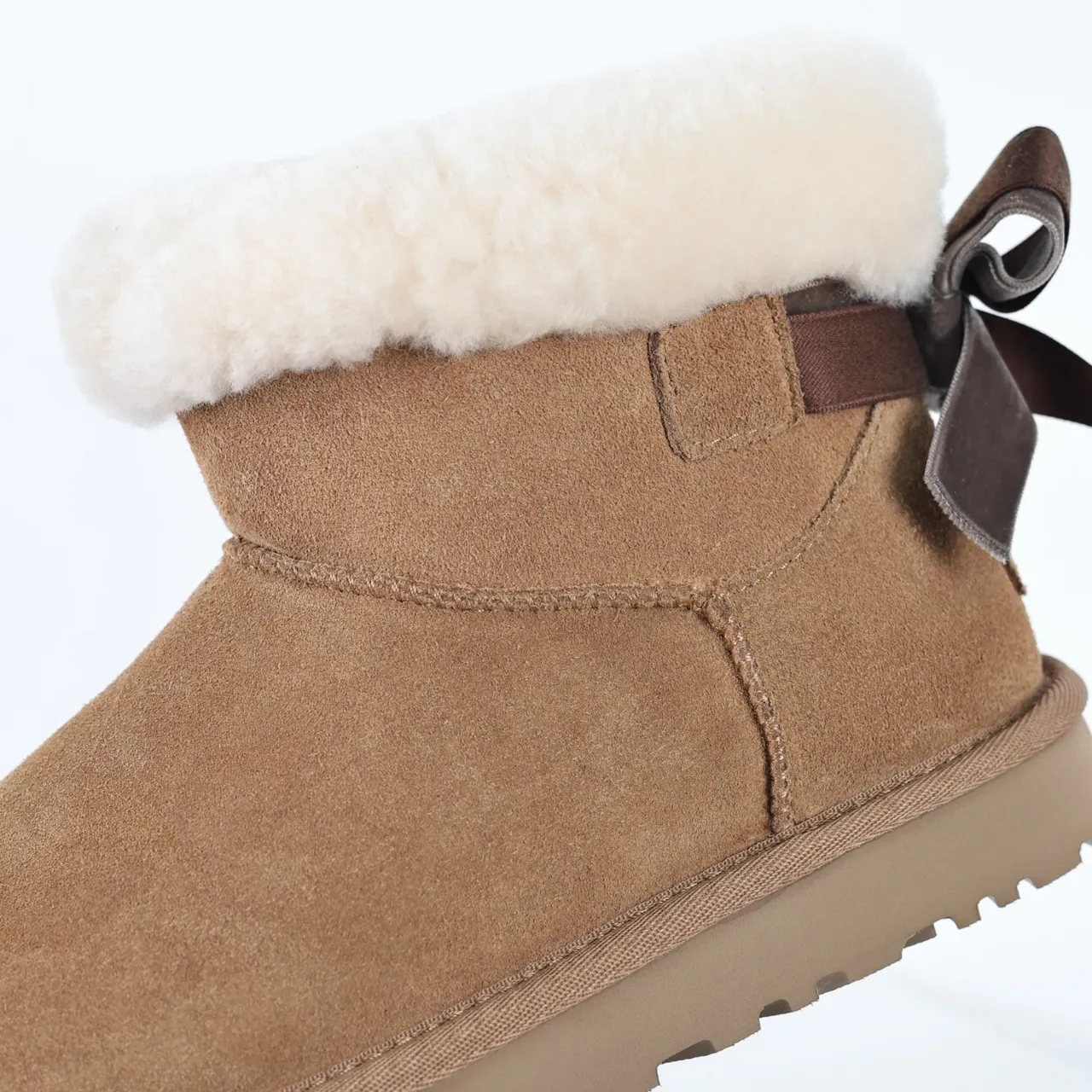 UGG Classic Mini Bow Tan Suede Ankle Boots