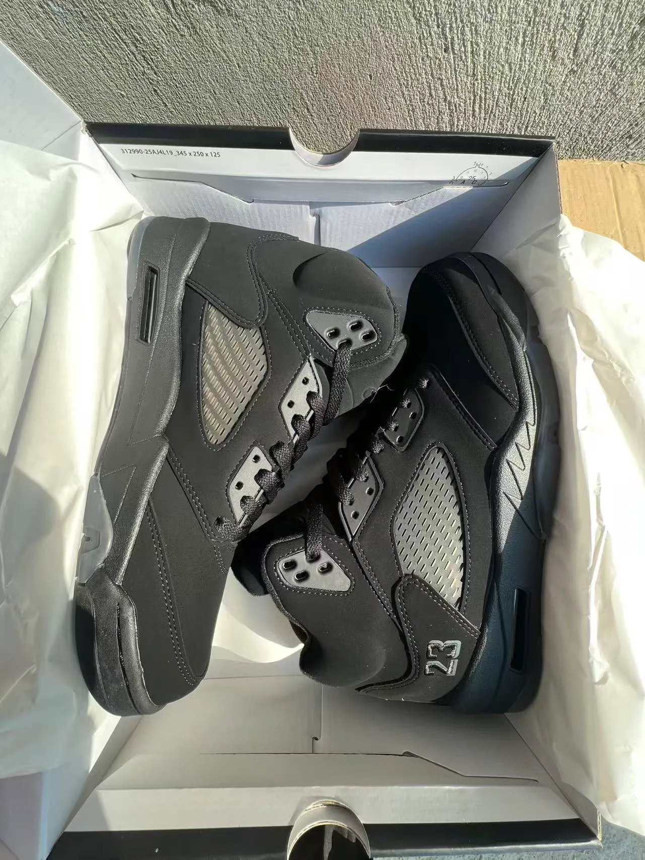 Air Jordan 5 Monochrome Black Basketball Shoes