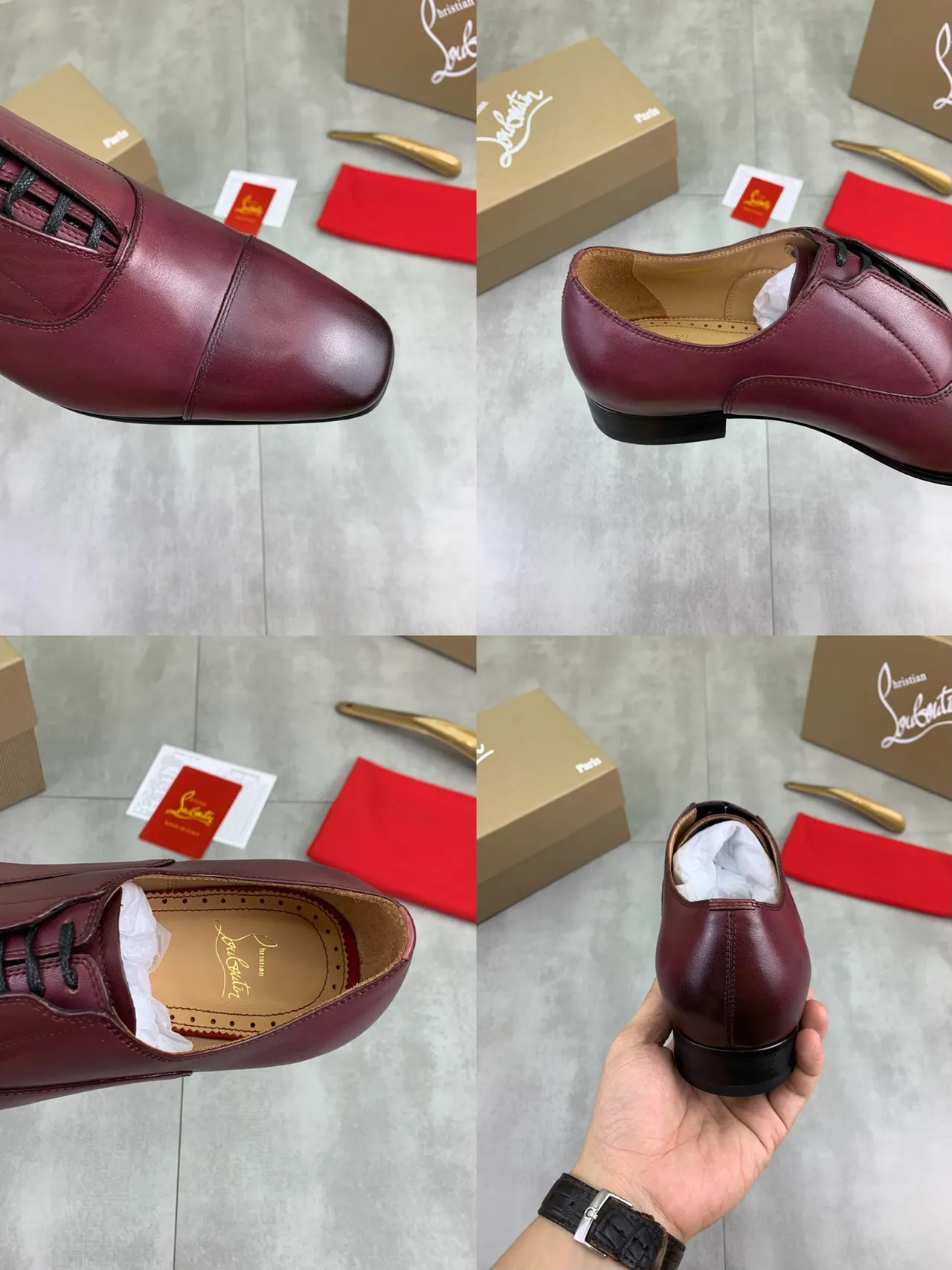 Christian Louboutin Burgundy Cap-Toe Oxford Shoes