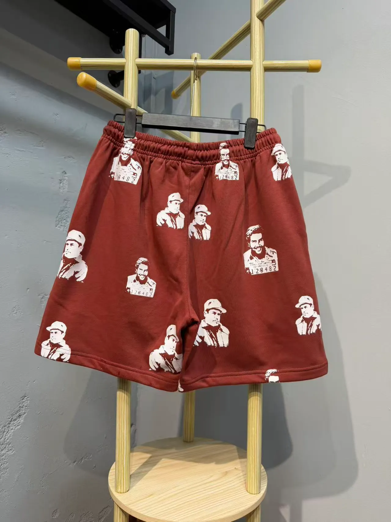 Rust Brown All-Over Print Elastic-Waist Drawstring Shorts