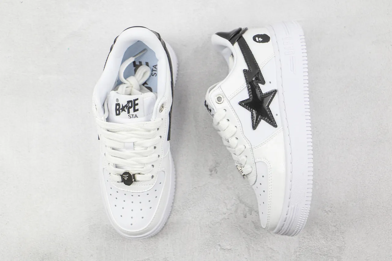 A Bathing Ape BAPE STA White Black Star Lightning Lifestyle Sneakers
