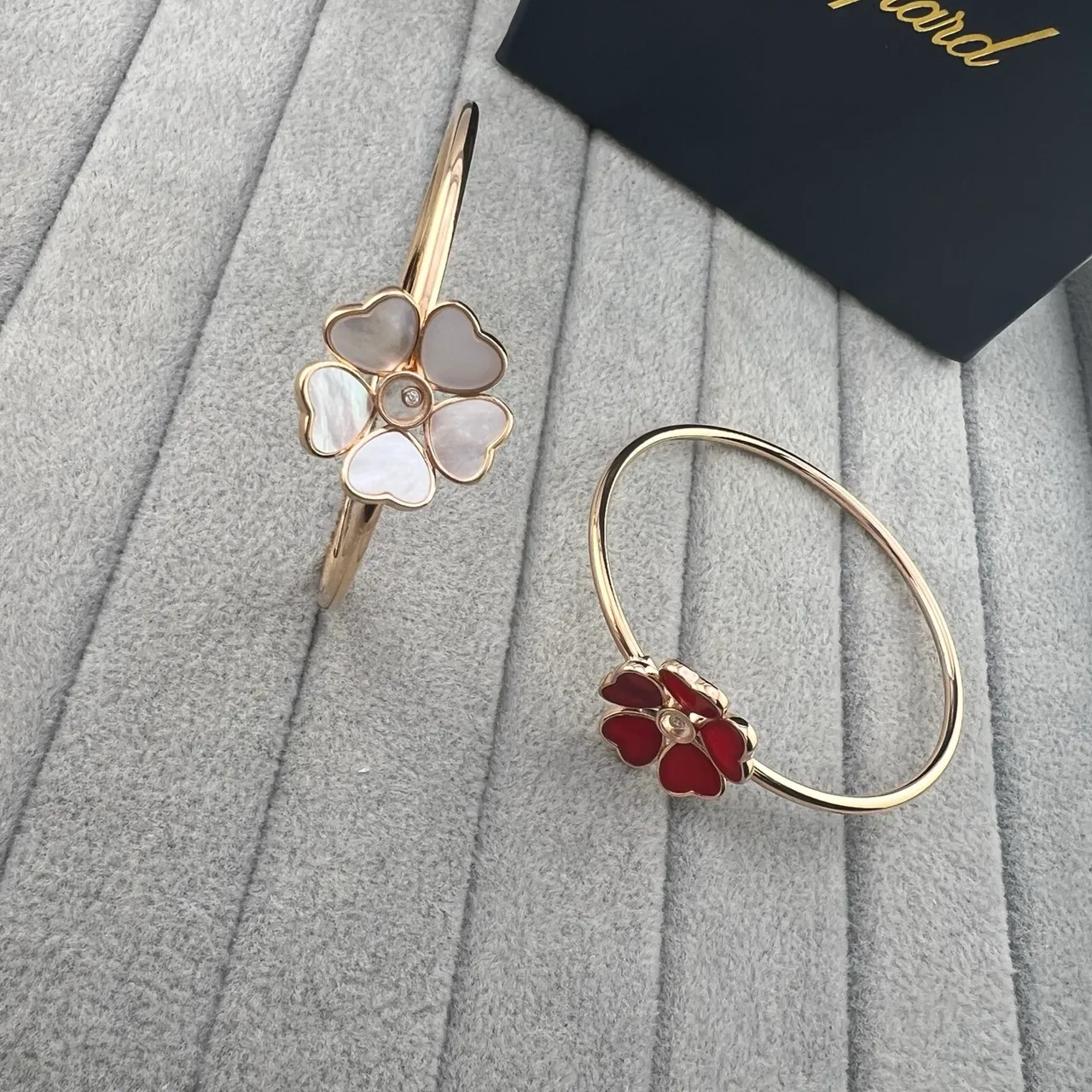 Chopard Happy Hearts Gold Red Floral Motif Heart-Shaped Petals Bracelet