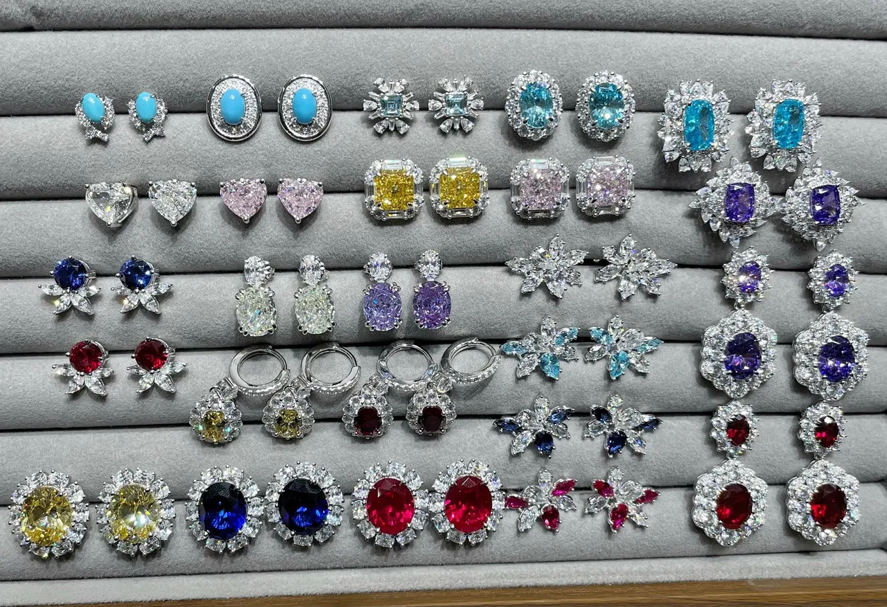 Multicolor Gemstone Halo and Floral Motif Earrings