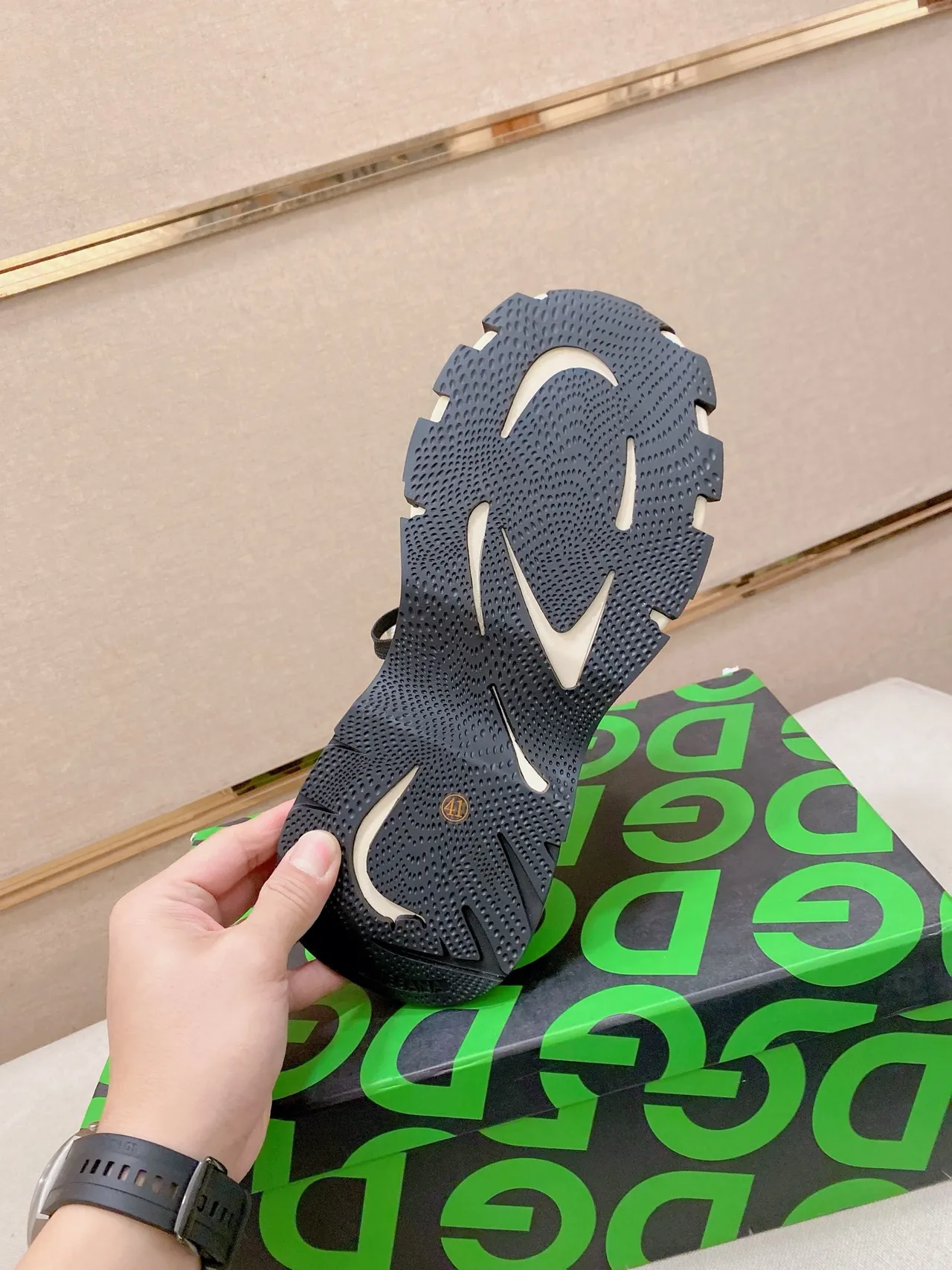 DC Shoes Black Beige Sole Mixed-Material Upper Chunky Sneakers