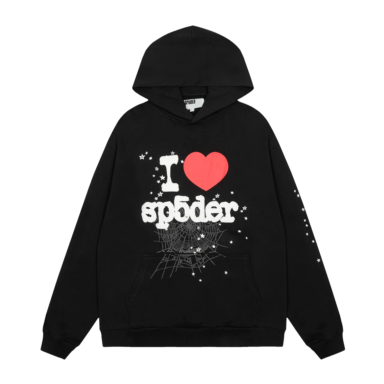 Sp5der I Love Gray Black Graphic-Print Oversized-Fit Tracksuit