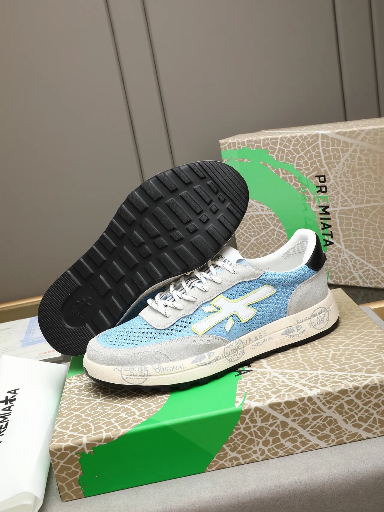 Premiata X-Logo Light Blue and Gray Lifestyle Sneakers