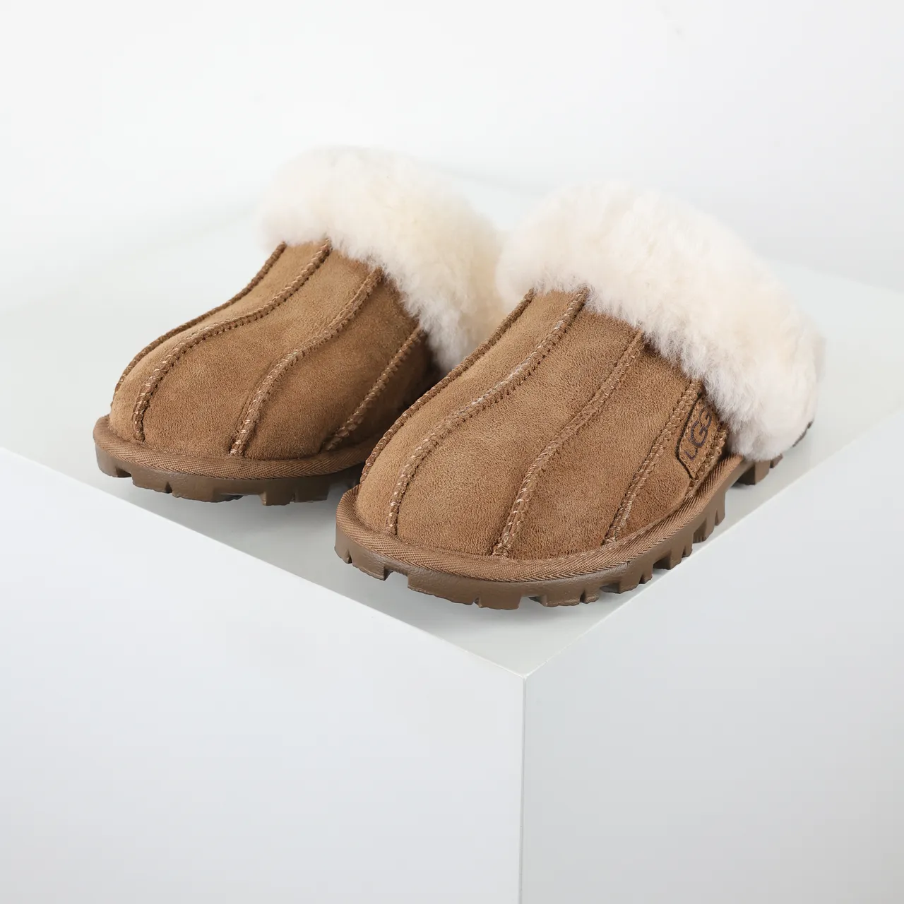 UGG Tasman Tan Suede Shearling-Lined Slippers