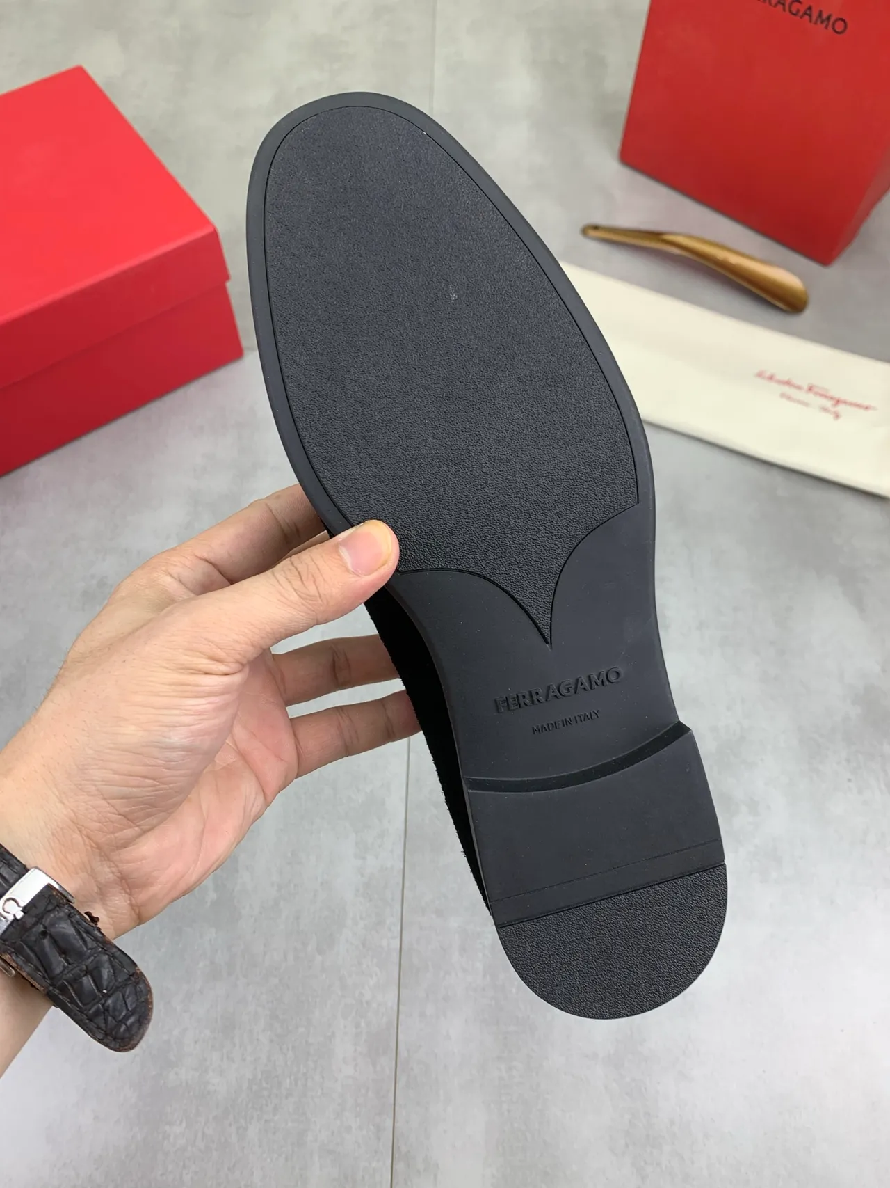 Salvatore Ferragamo Gancini Loafer Black Suede Loafers