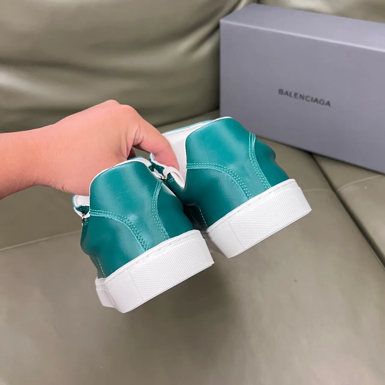 Balenciaga Le City Teal Green and White Lifestyle Sneakers