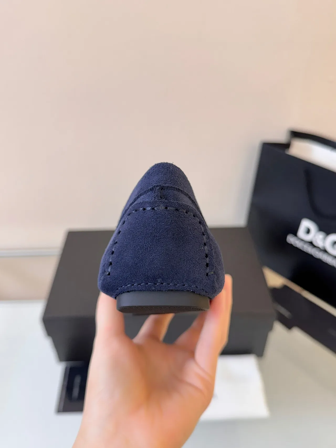 Dolce & Gabbana Penny Loafer Navy Beige Suede Strap Loafer