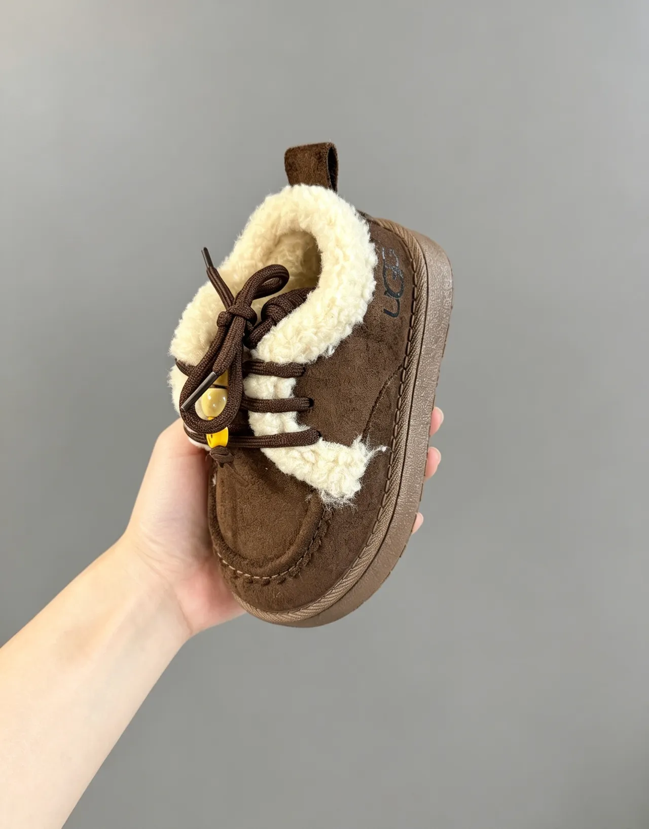 UGG Brown Beige Suede Upper Shearling Lining Snow Boots