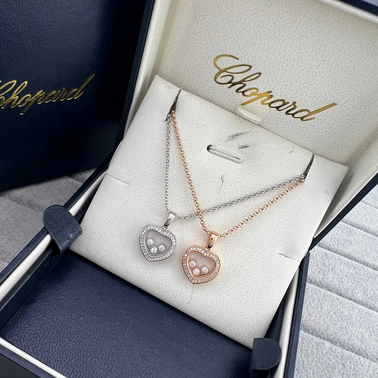 Chopard Happy Hearts Heart-Shaped Pavé Diamond Floating Charm Necklaces