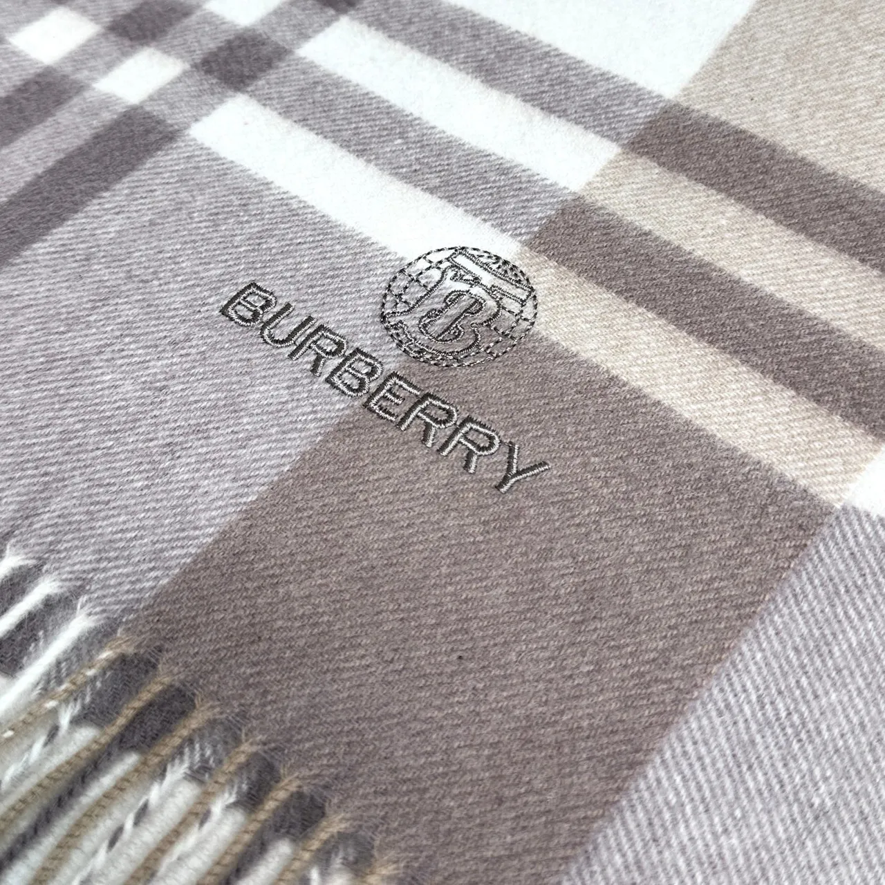 Burberry Classic Check Beige Taupe Cashmere Scarf