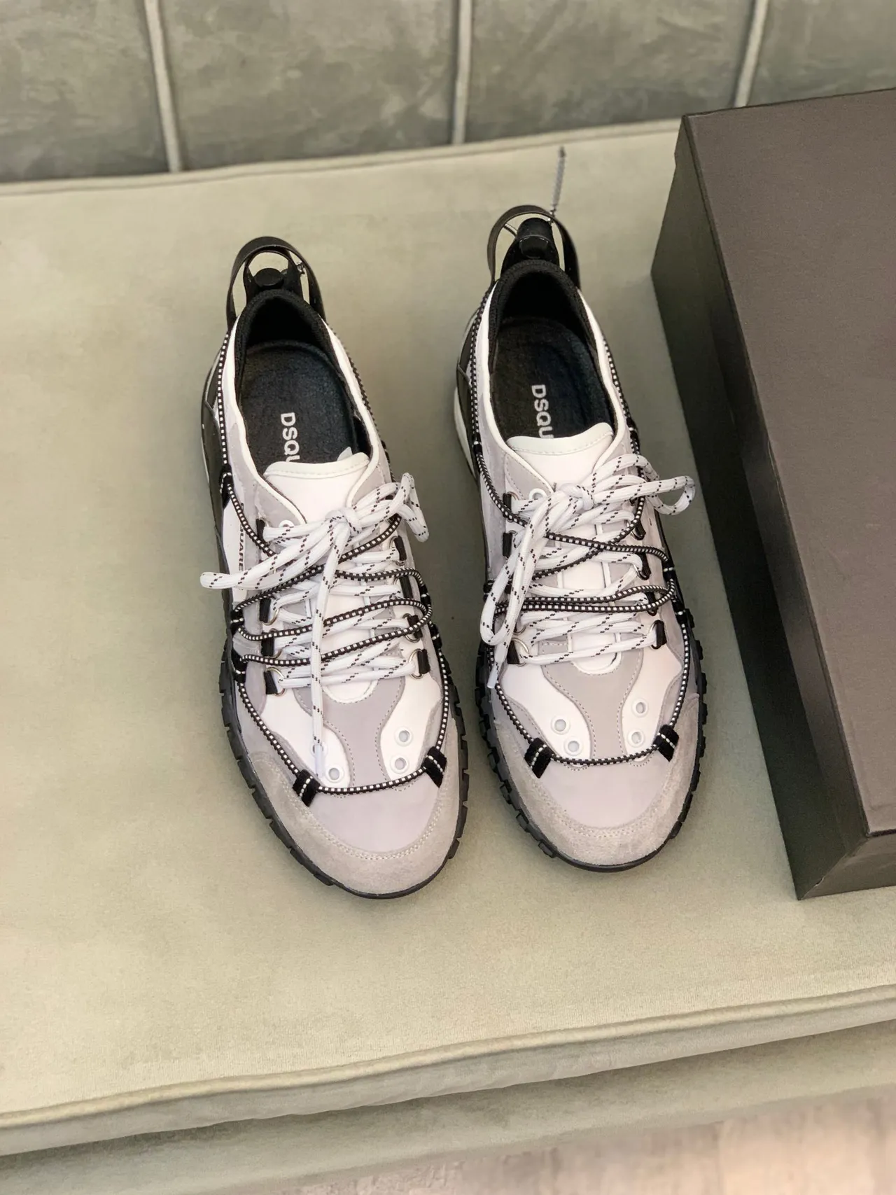 Dsquared2 ICON Multi-Strap Gray White Black Chunky Sneakers