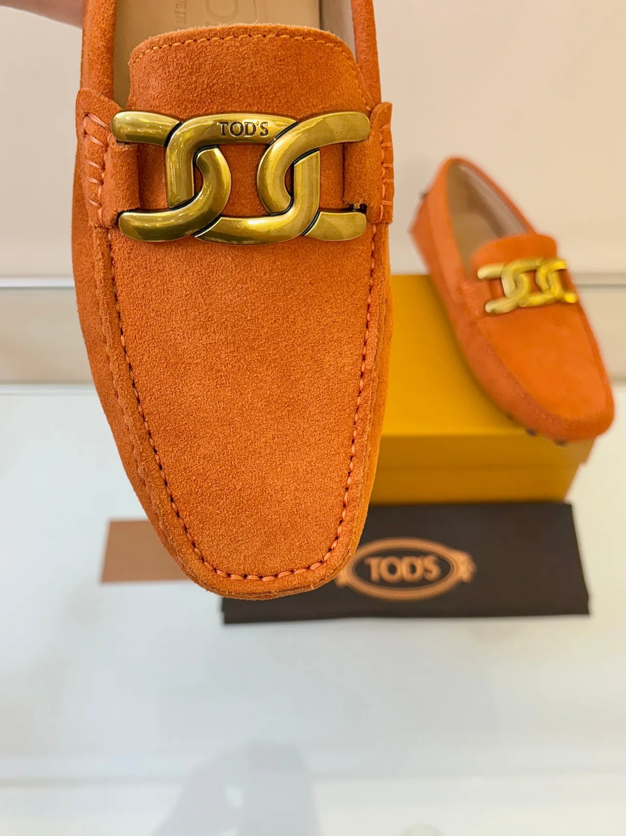 Tod's Gommino Loafer Orange Suede Horsebit Loafers