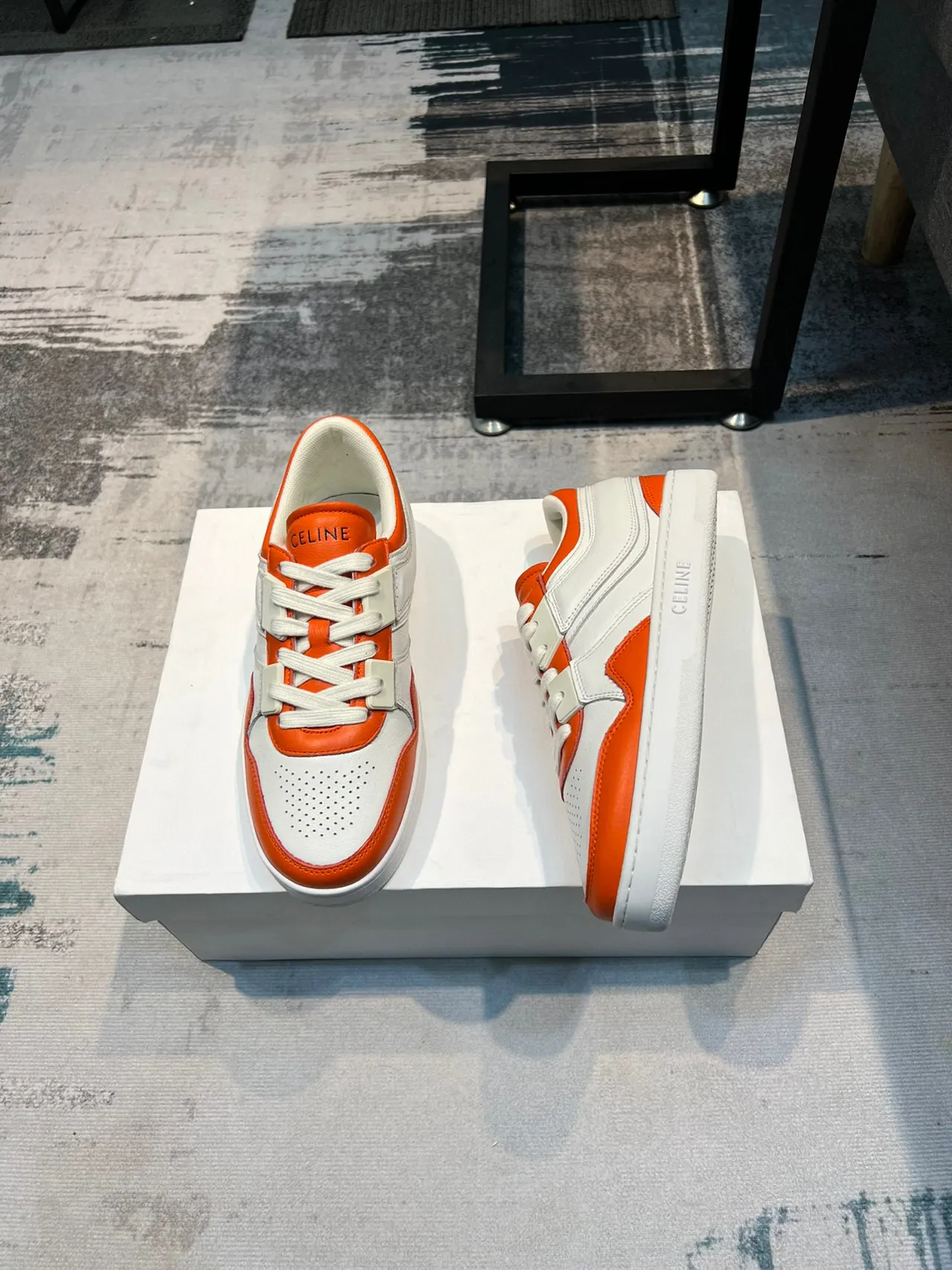 Celine CT-01 White and Orange Panelled Lifestyle Sneakers