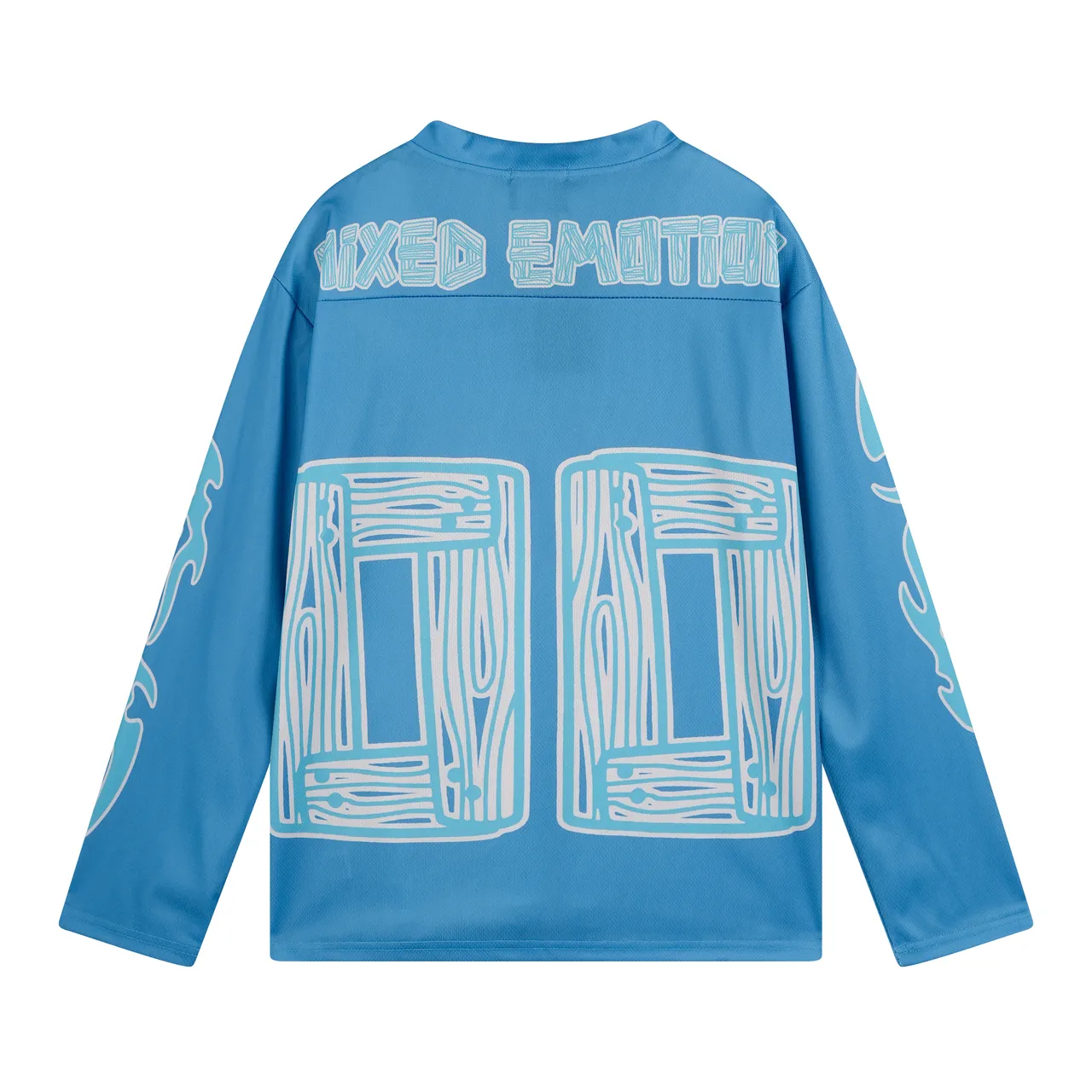 Mixed Emotion Graphic Print V-Neck Long-Sleeve Jersey