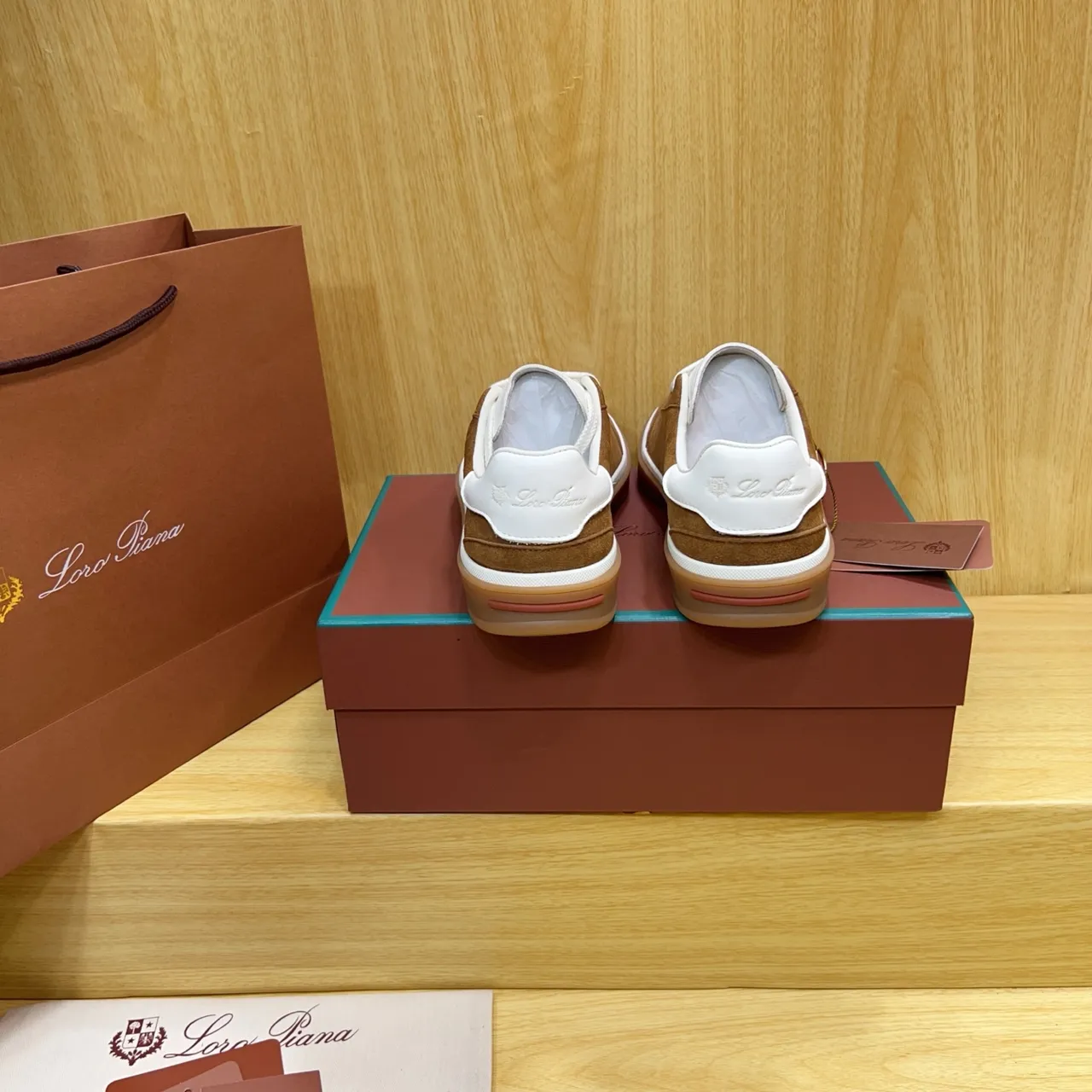 Loro Piana Brown Suede White Collar Lifestyle Sneaker