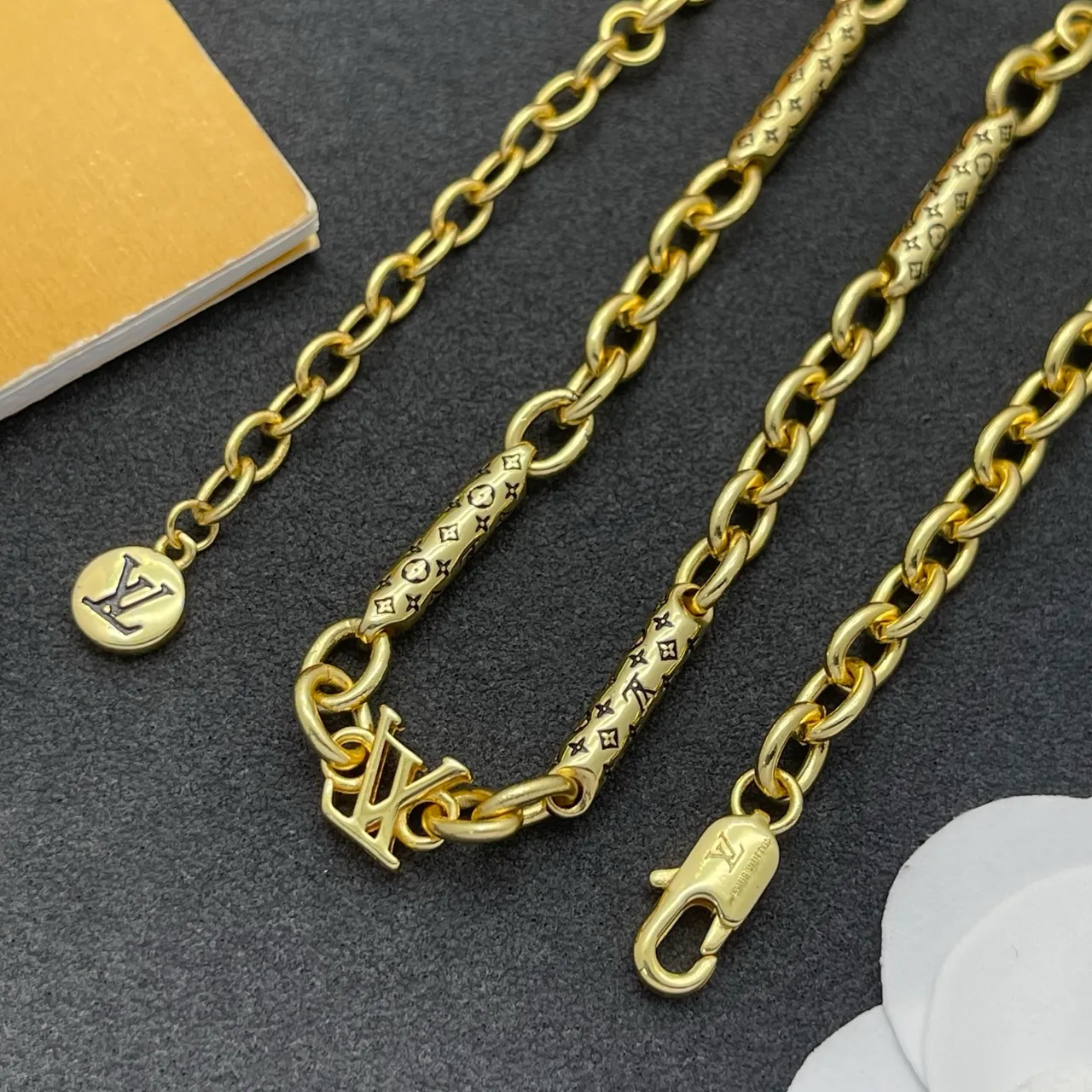 Louis Vuitton Monogram Gold Chain Links Necklace