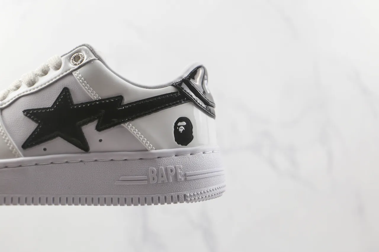 A Bathing Ape BAPE STA White Black Star Lightning Lifestyle Sneakers