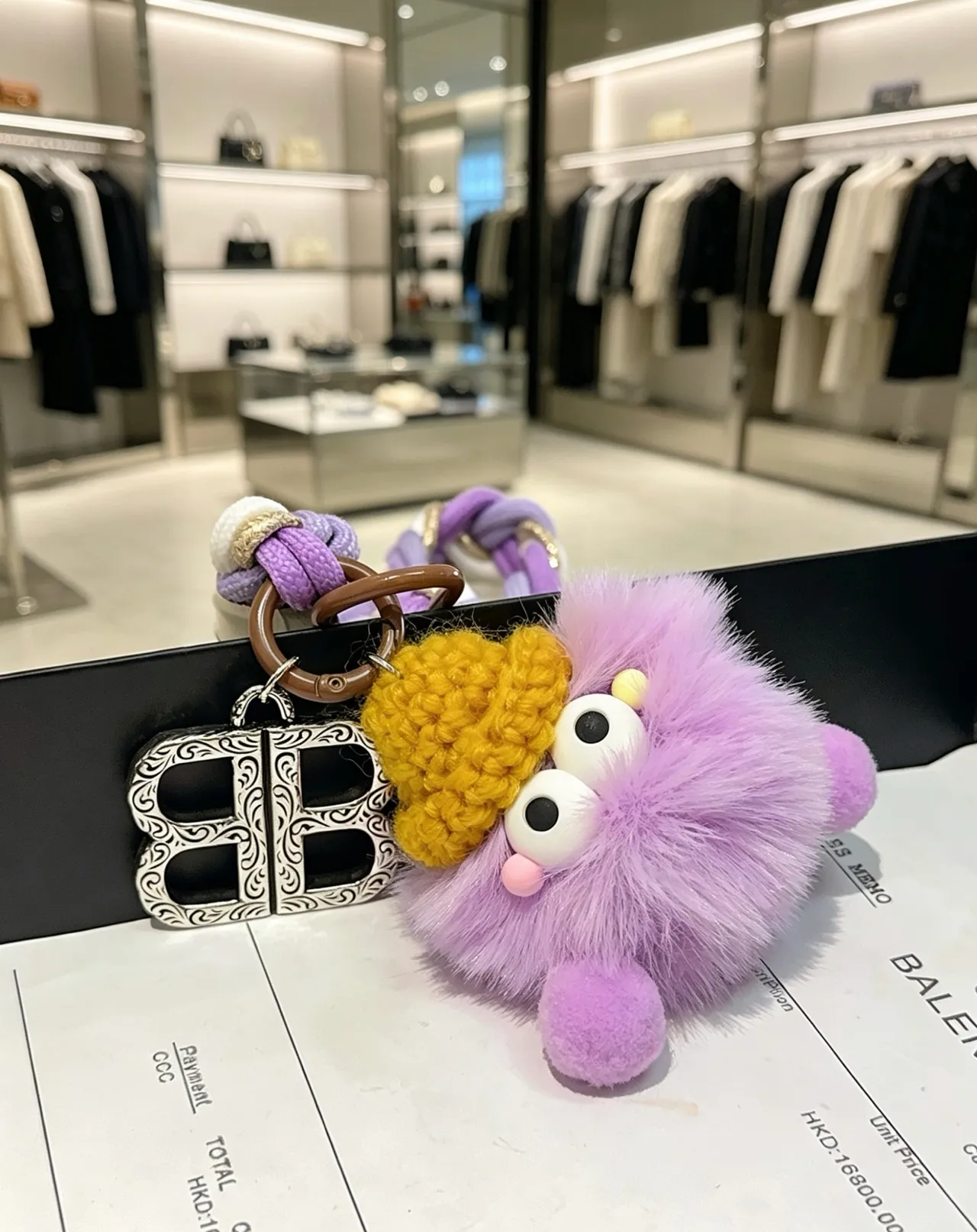 Balenciaga BB Monster Purple White Braided Rope Strap Reversed Logo Tape Handbag