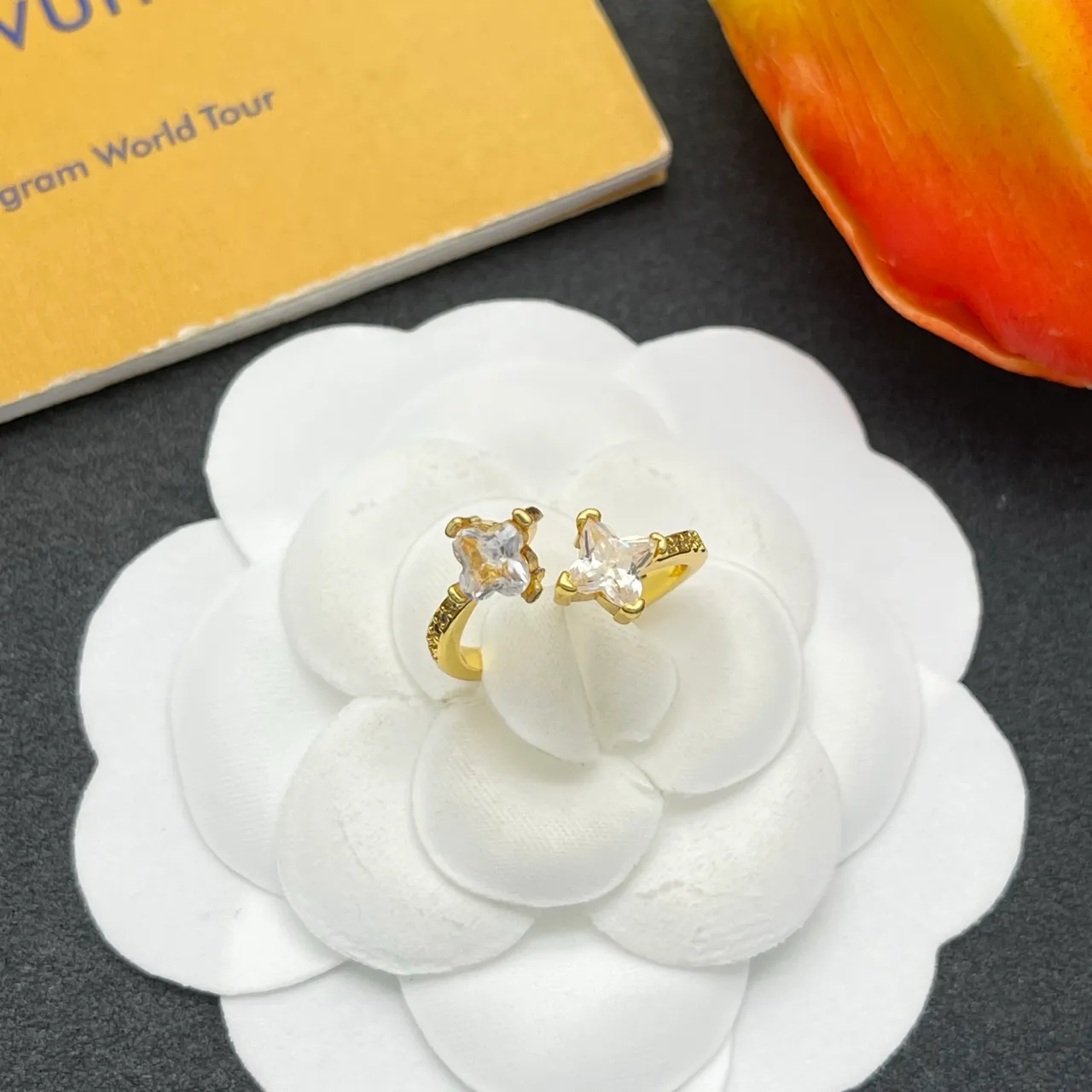Louis Vuitton Two-Stone Prong-Set Gold Ring