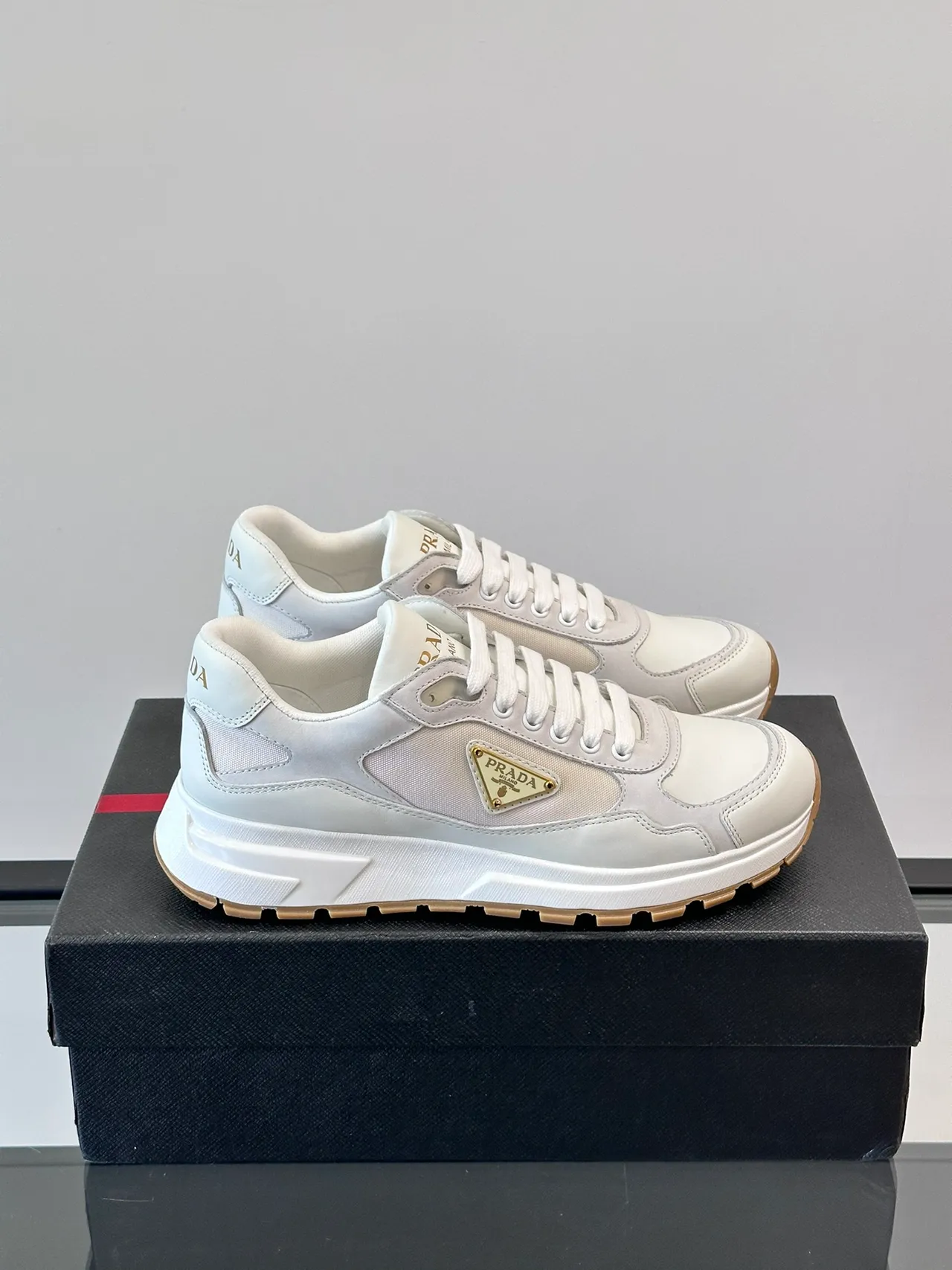 Prada Cloudbust White and Cream Chunky Sneakers