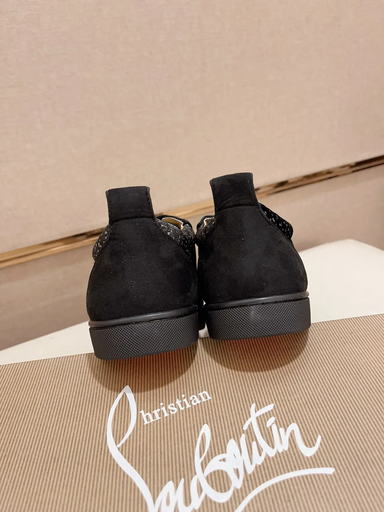 Christian Louboutin Crystal-Embellished Black Suede Low-Top Sneakers
