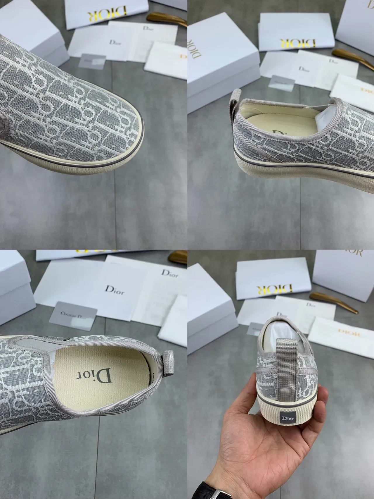 Dior B23 Slip-On Monogram Gray Canvas Shoes
