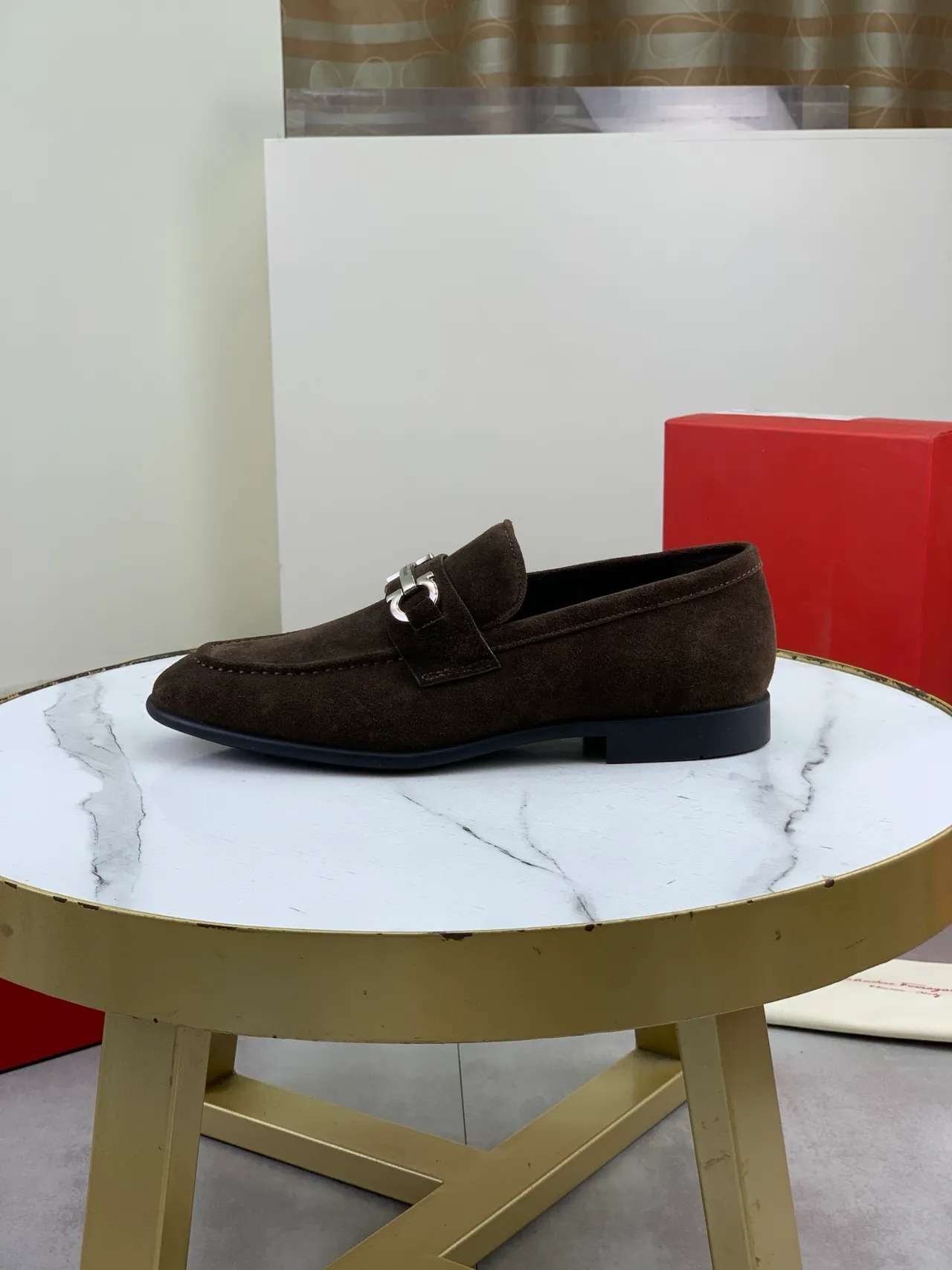 Salvatore Ferragamo Gancini Loafer Brown Suede Loafers