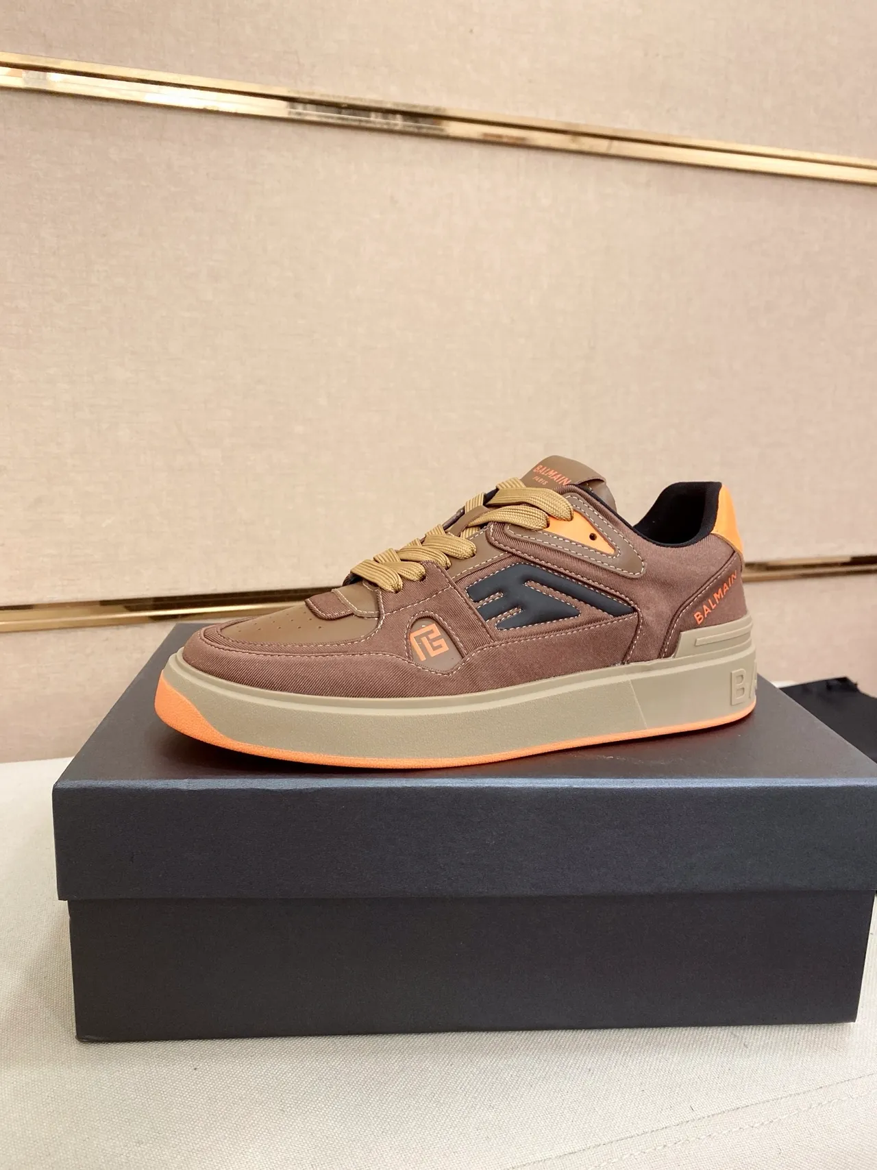 Balmain B-Court Brown and Orange Lifestyle Sneakers