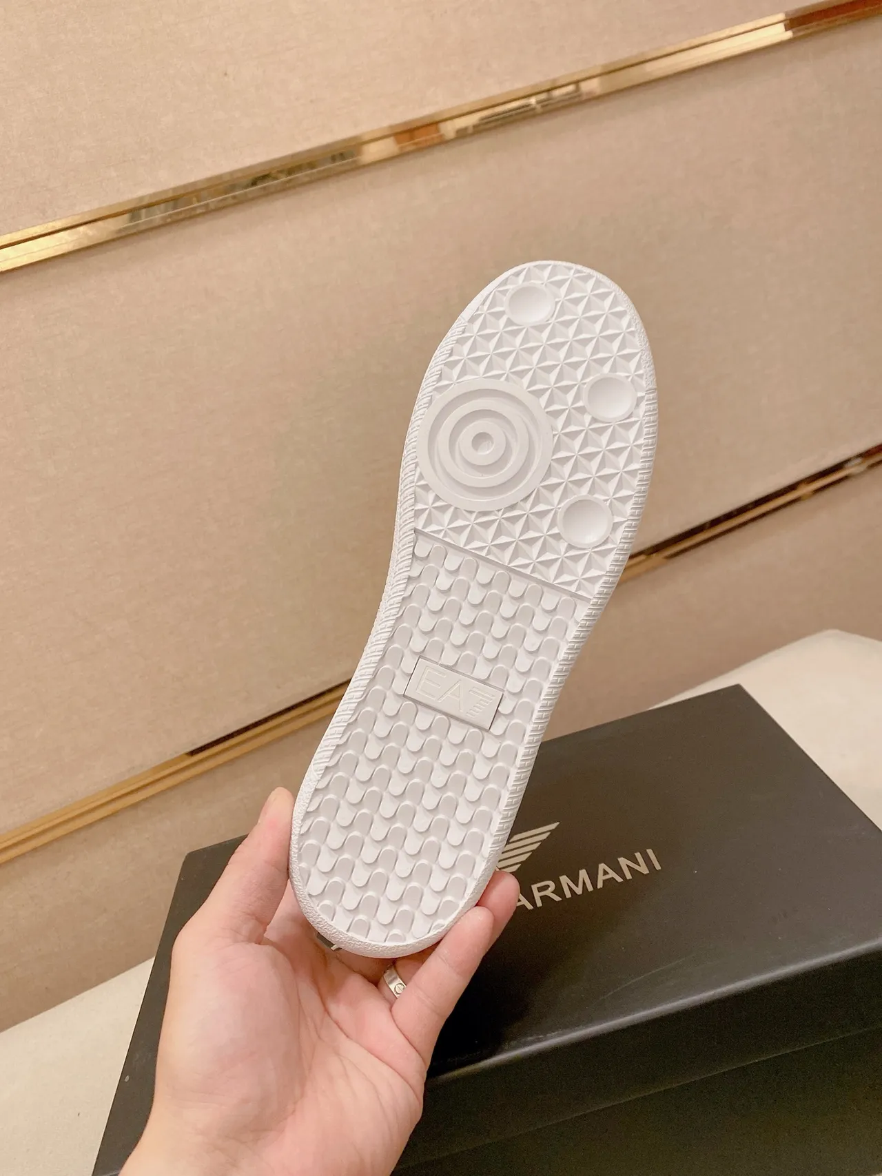 Emporio Armani Black White Slip-On Quilted Eagle-Motif Upper Lifestyle Sneakers