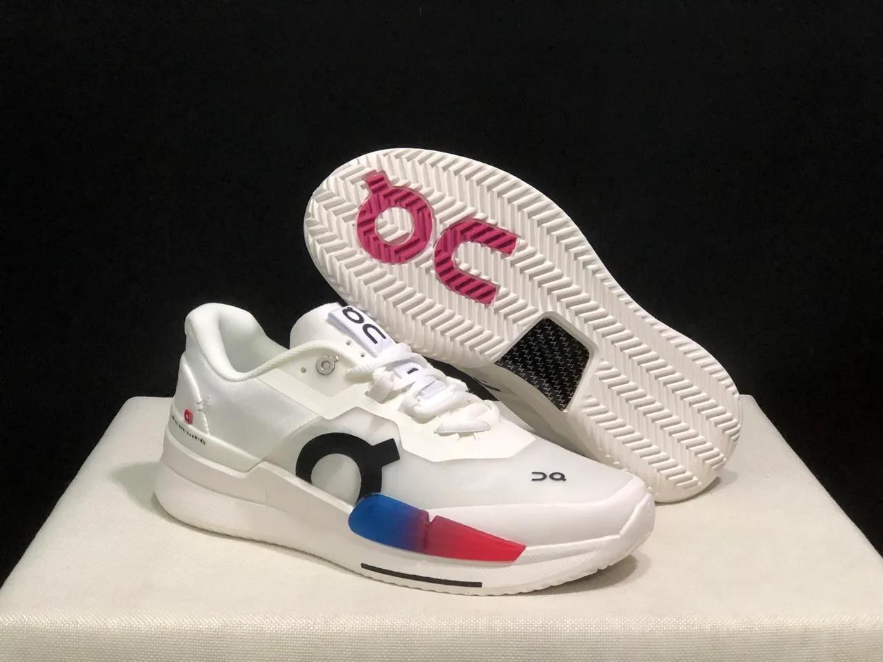On THE ROGER Pro2 White Sky Blue Running Shoes